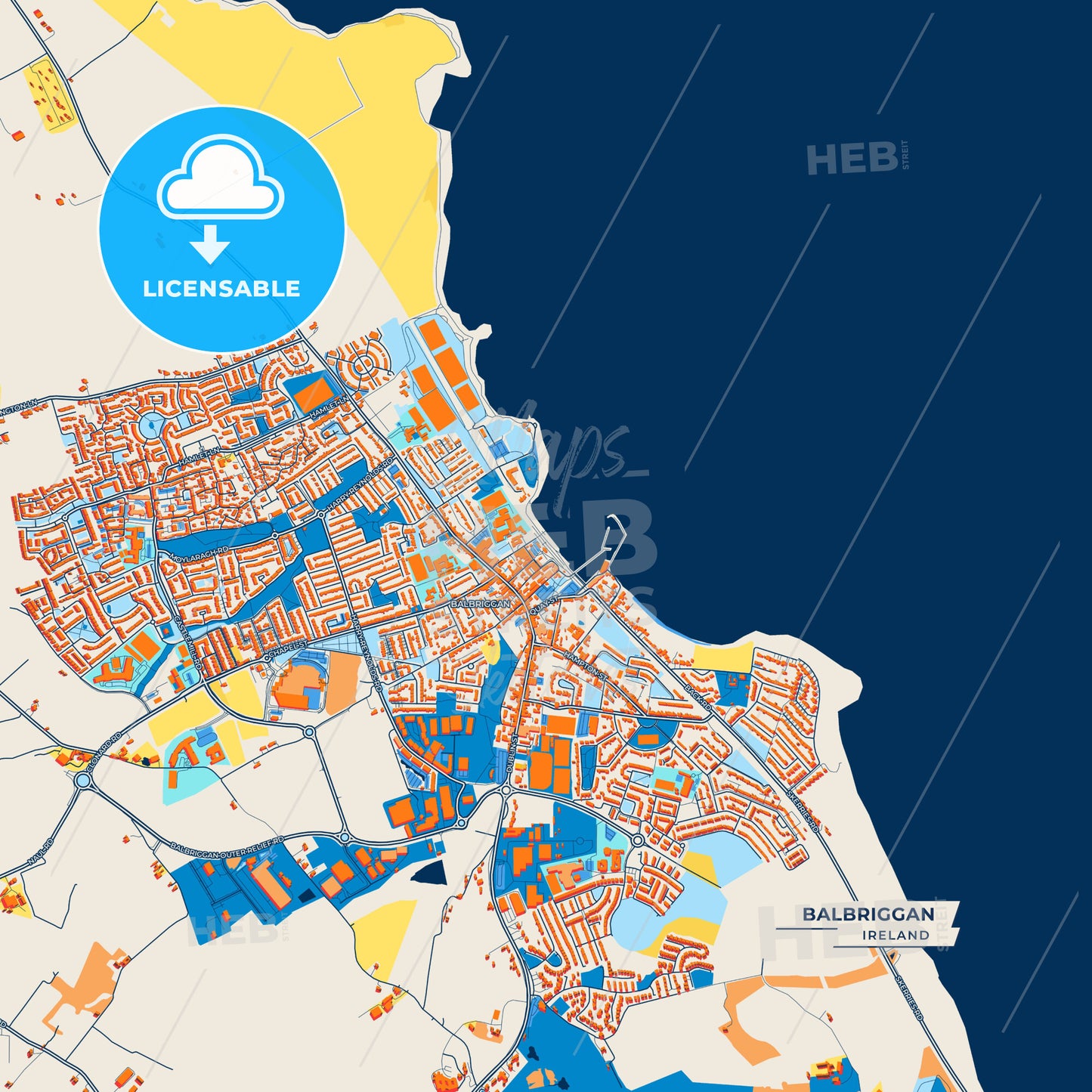 Canvas Print Template of Balbriggan Street Map