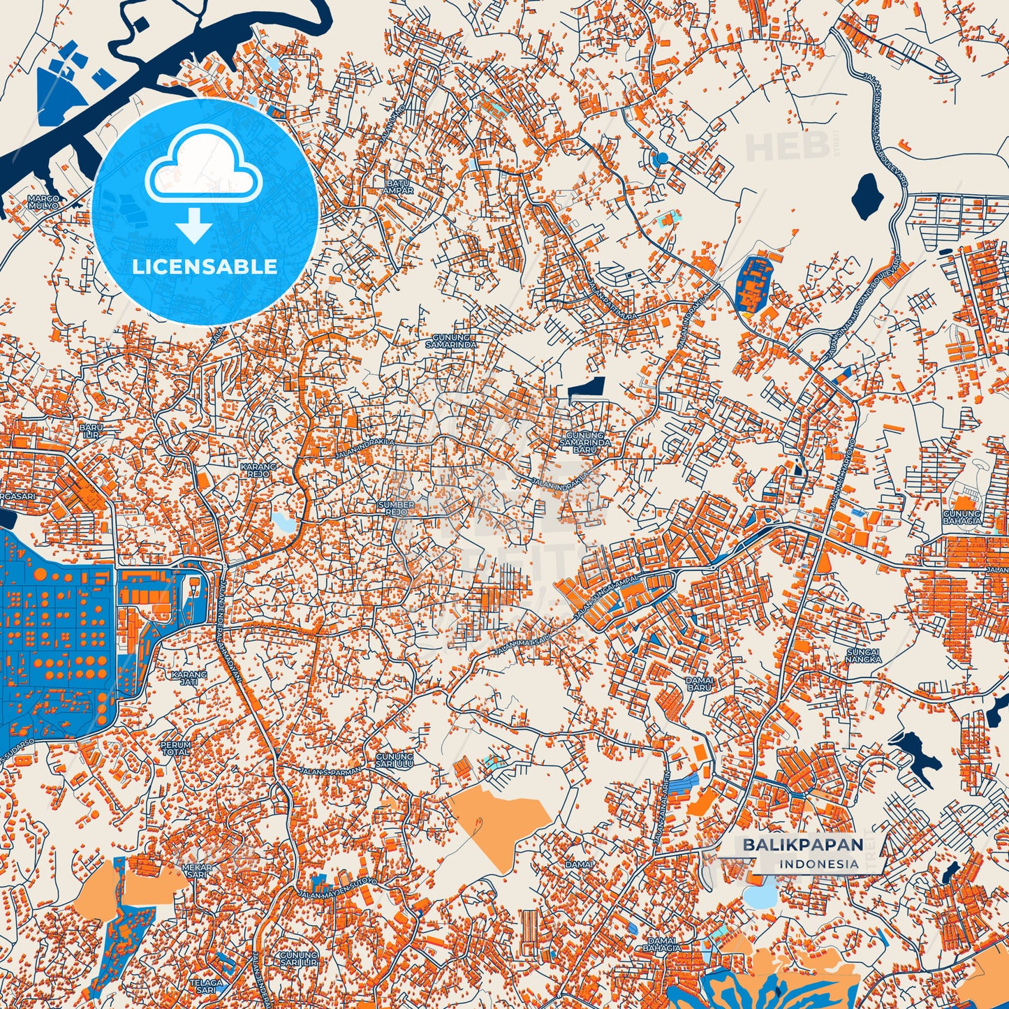 Canvas Print Template of Balikpapan Street Map