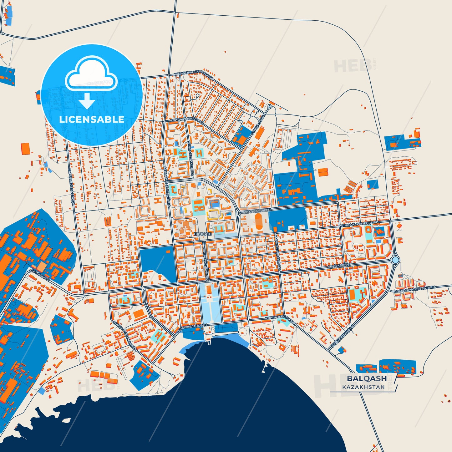 Canvas Print Template of Balqash Street Map