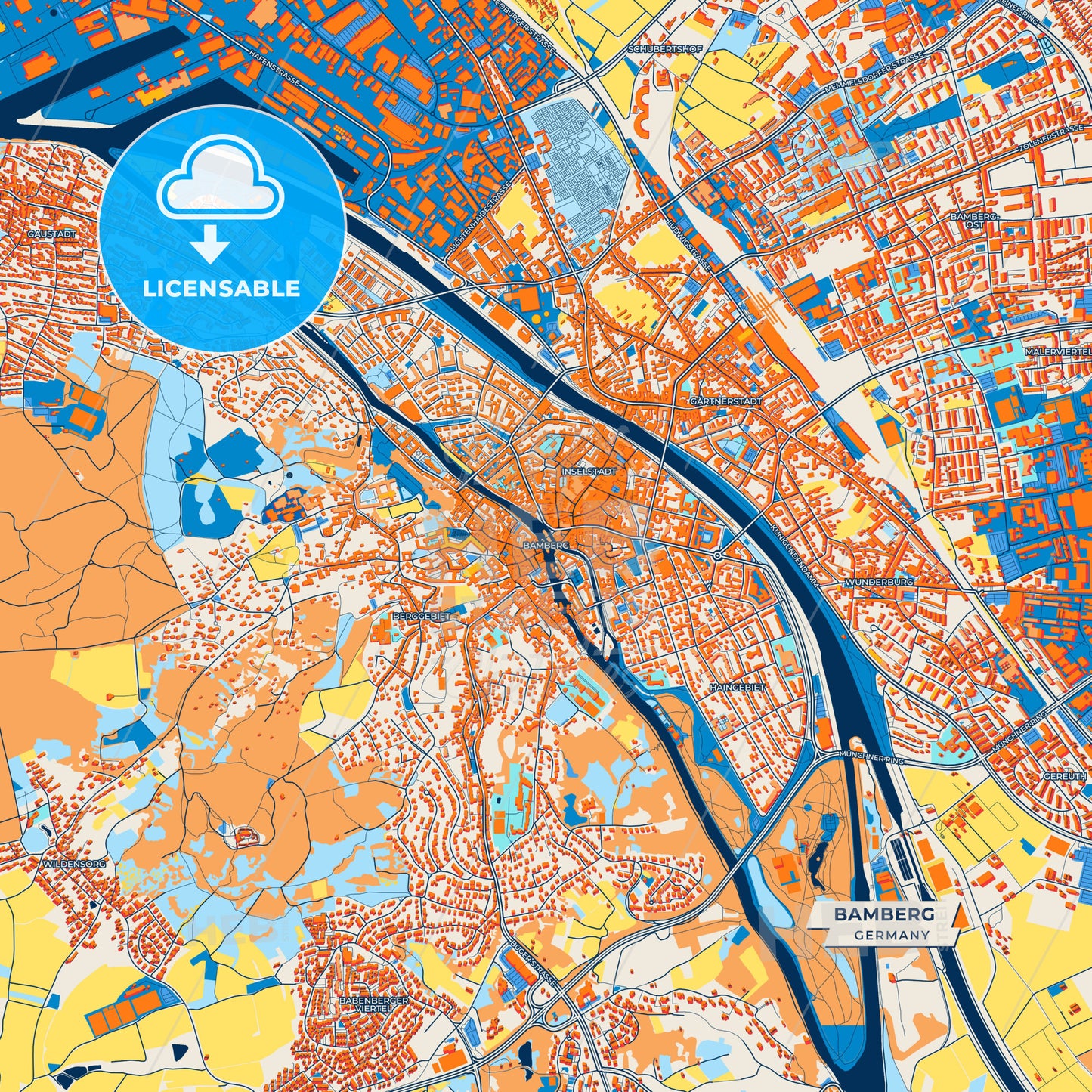 Canvas Print Template of Bamberg Street Map