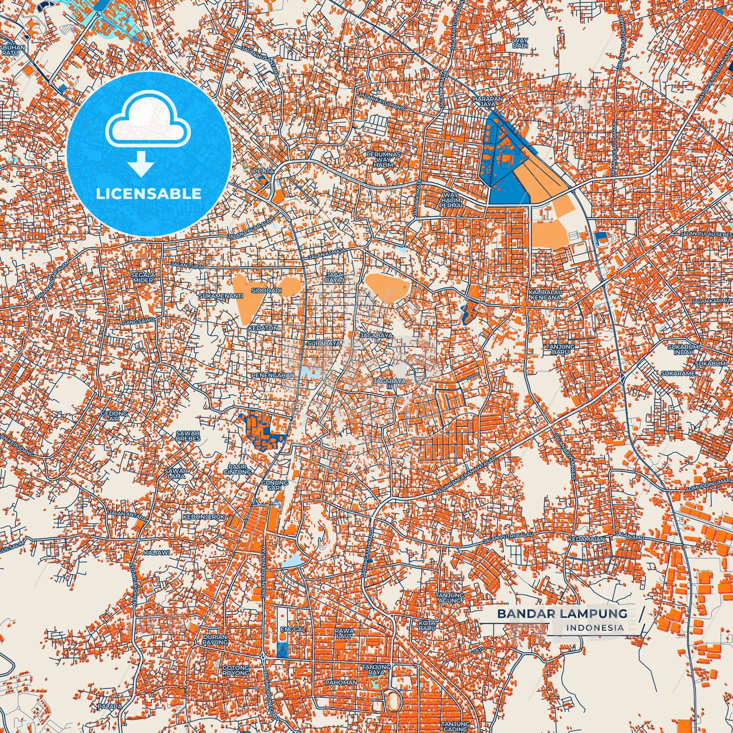 Canvas Print Template of Bandar Lampung Street Map