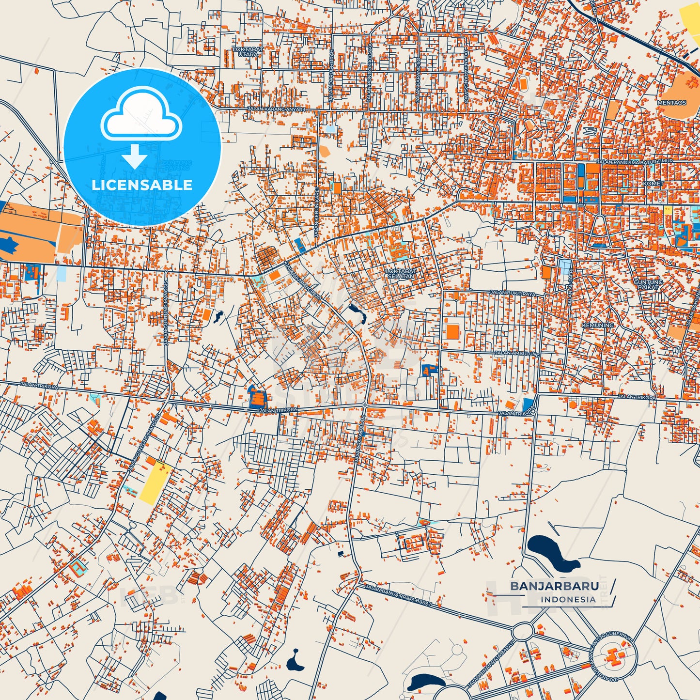 Canvas Print Template of Banjarbaru Street Map