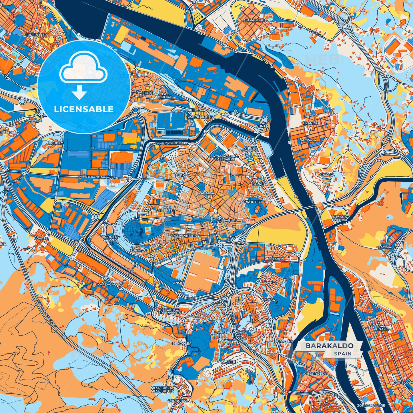 Canvas Print Template of Barakaldo Street Map