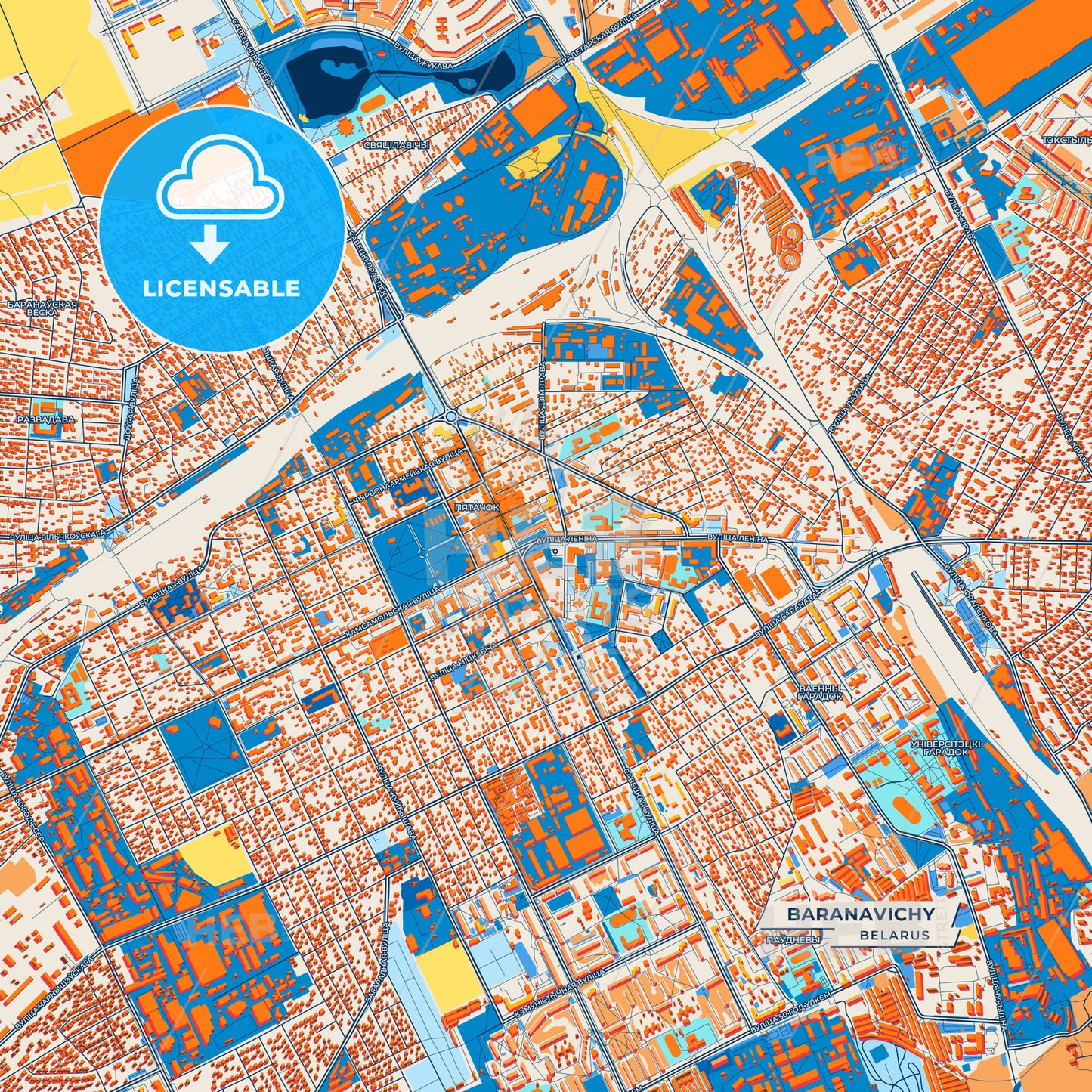 Canvas Print Template of Baranavichy Street Map