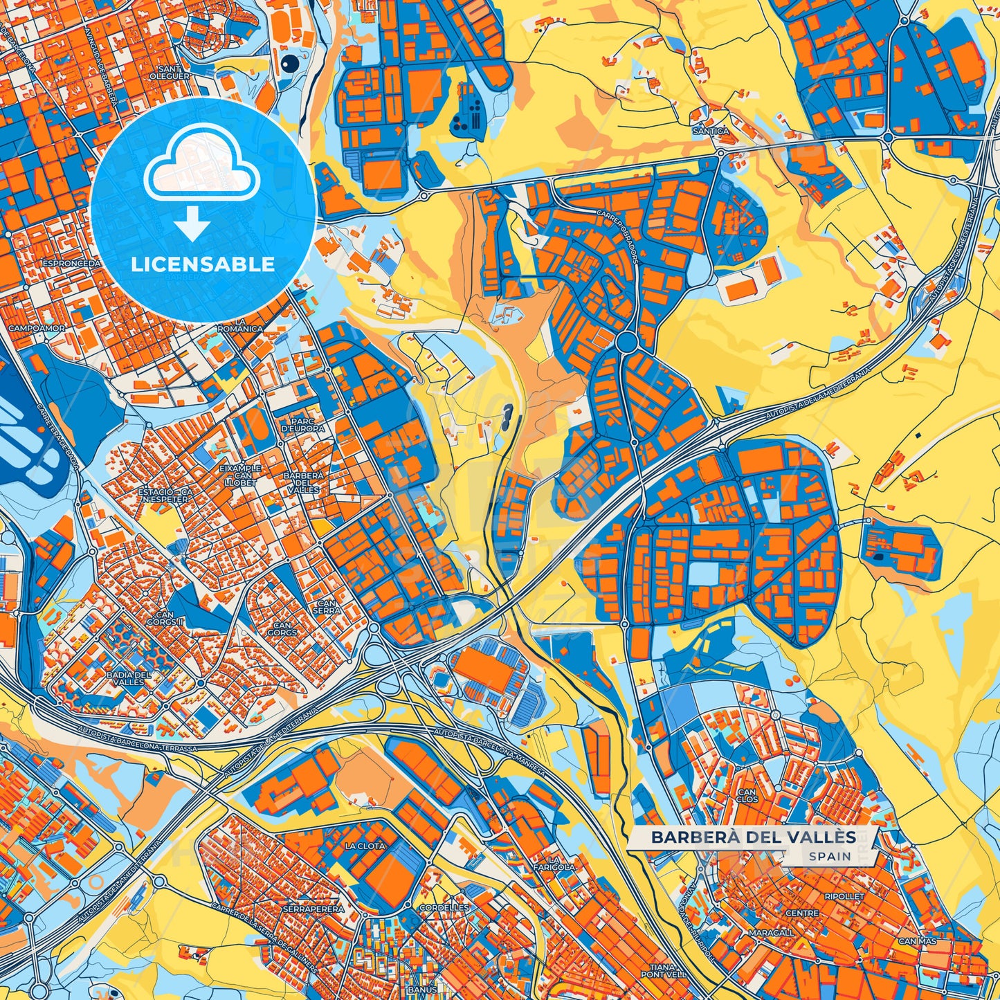 Canvas Print Template of Barberà del Vallès Street Map
