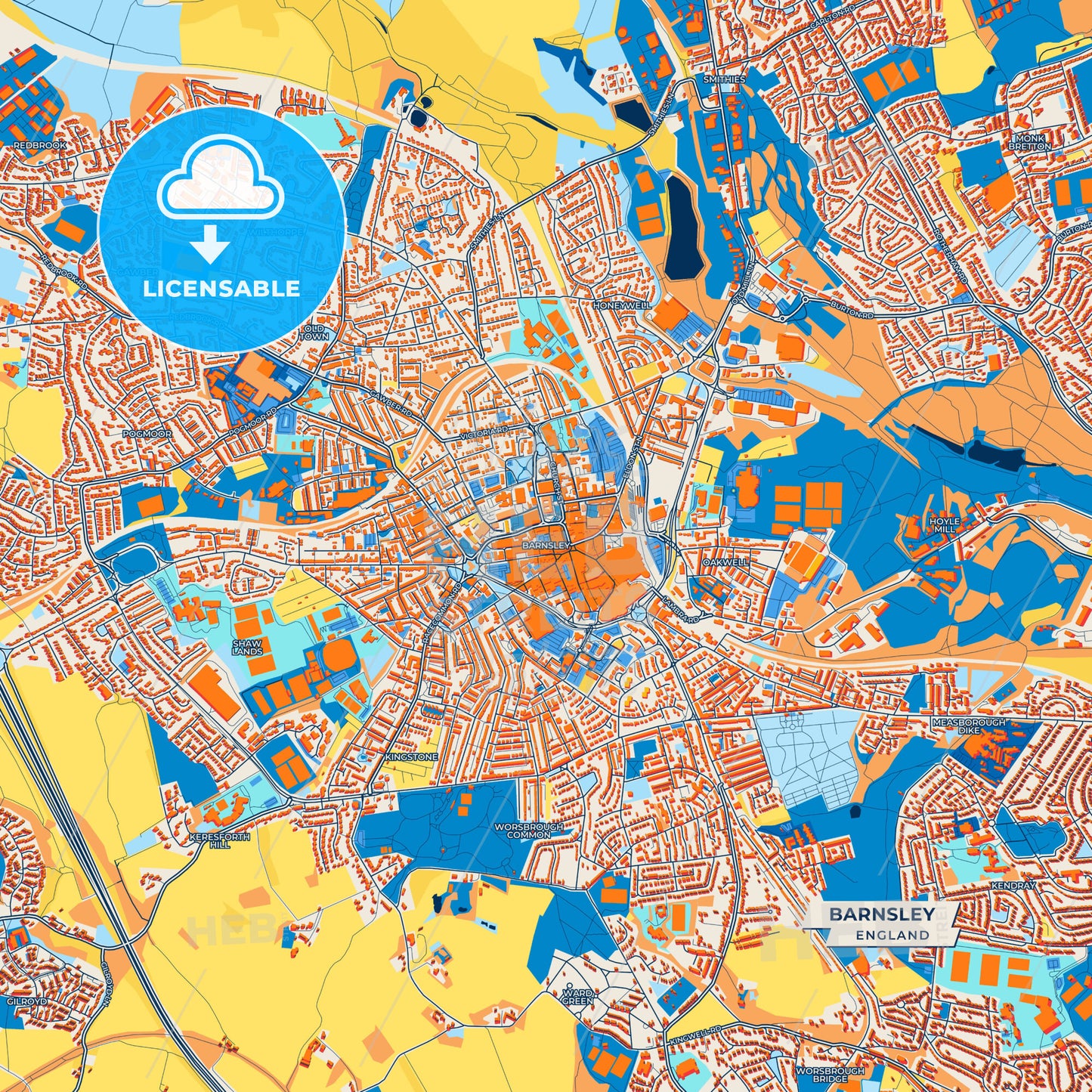 Canvas Print Template of Barnsley Street Map