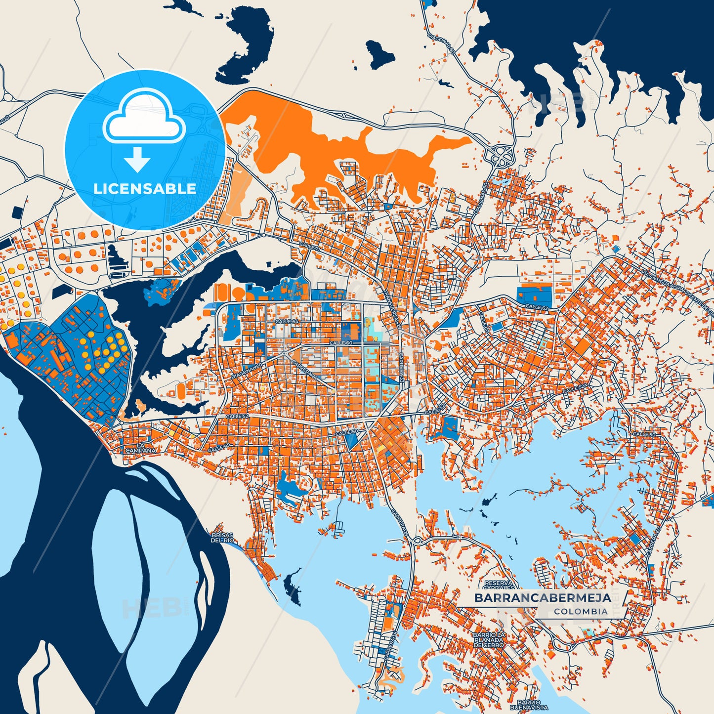 Canvas Print Template of Barrancabermeja Street Map