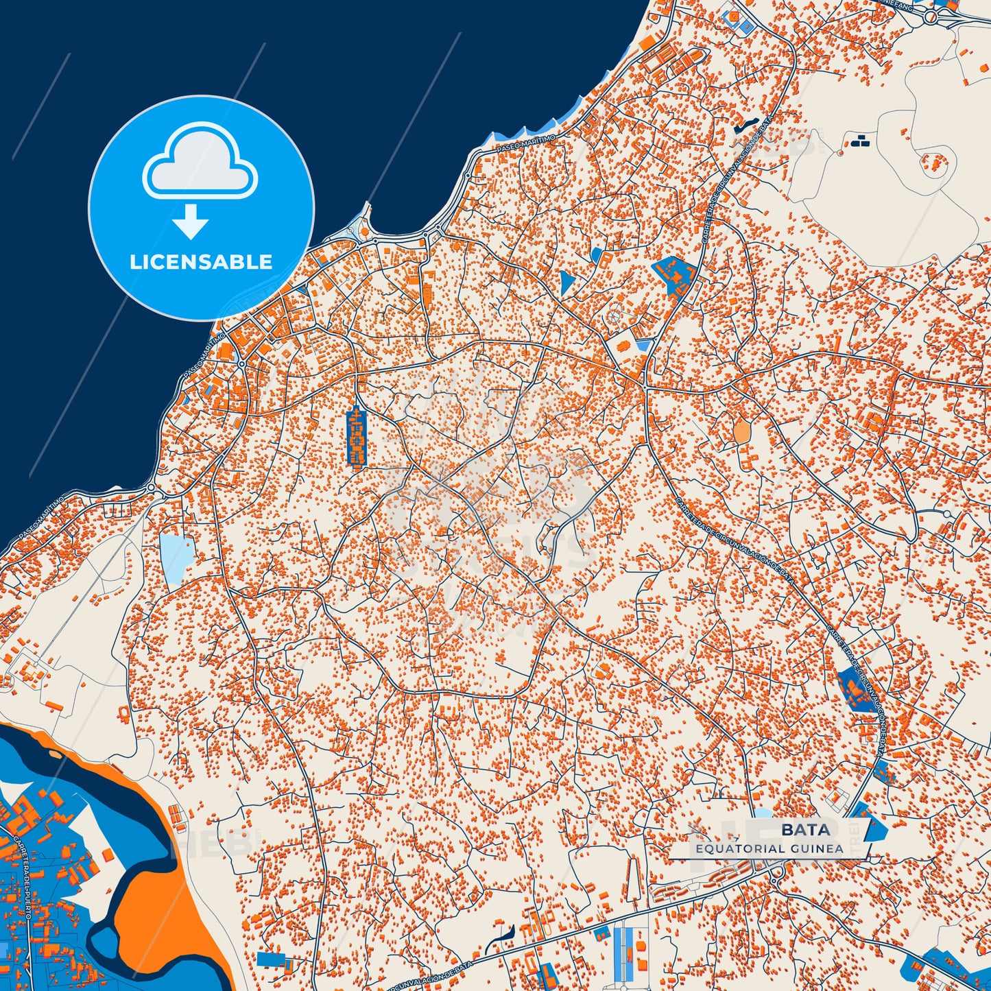 Canvas Print Template of Bata Street Map