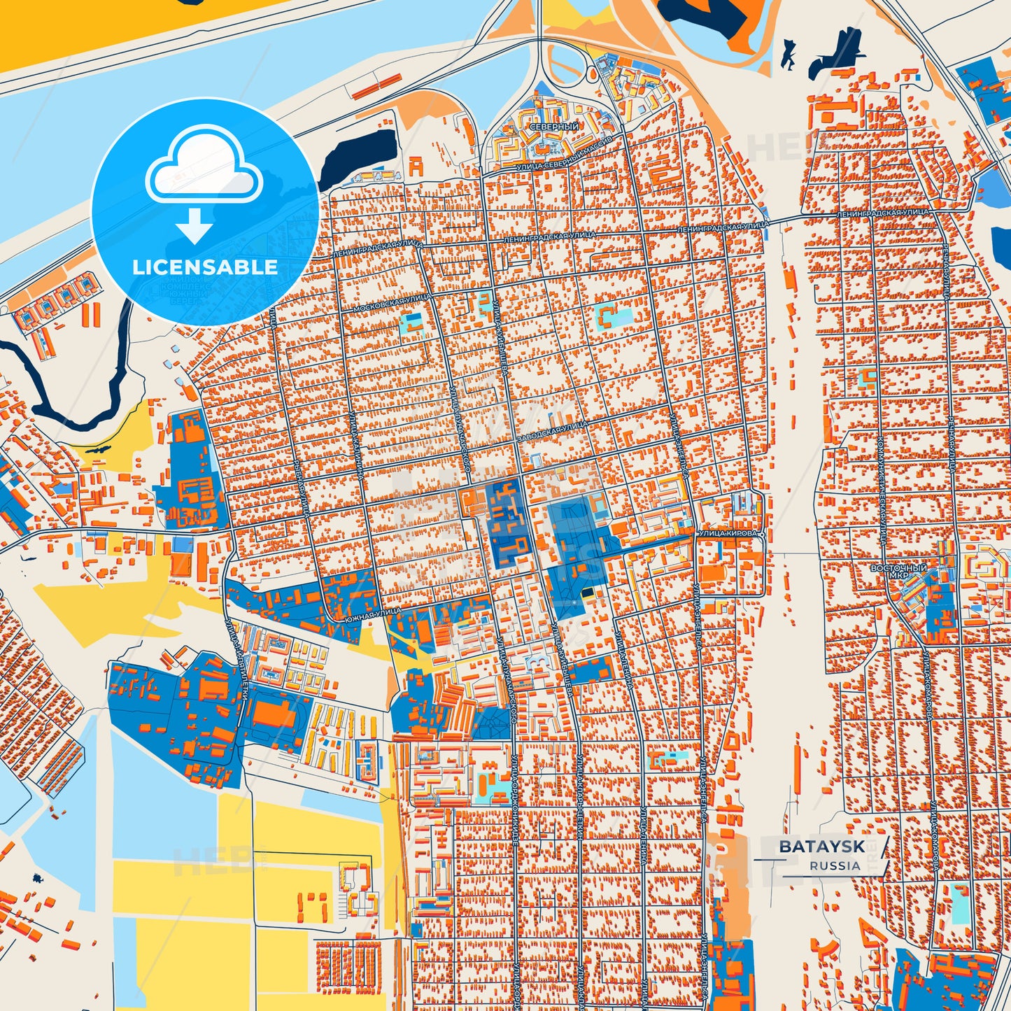 Canvas Print Template of Bataysk Street Map