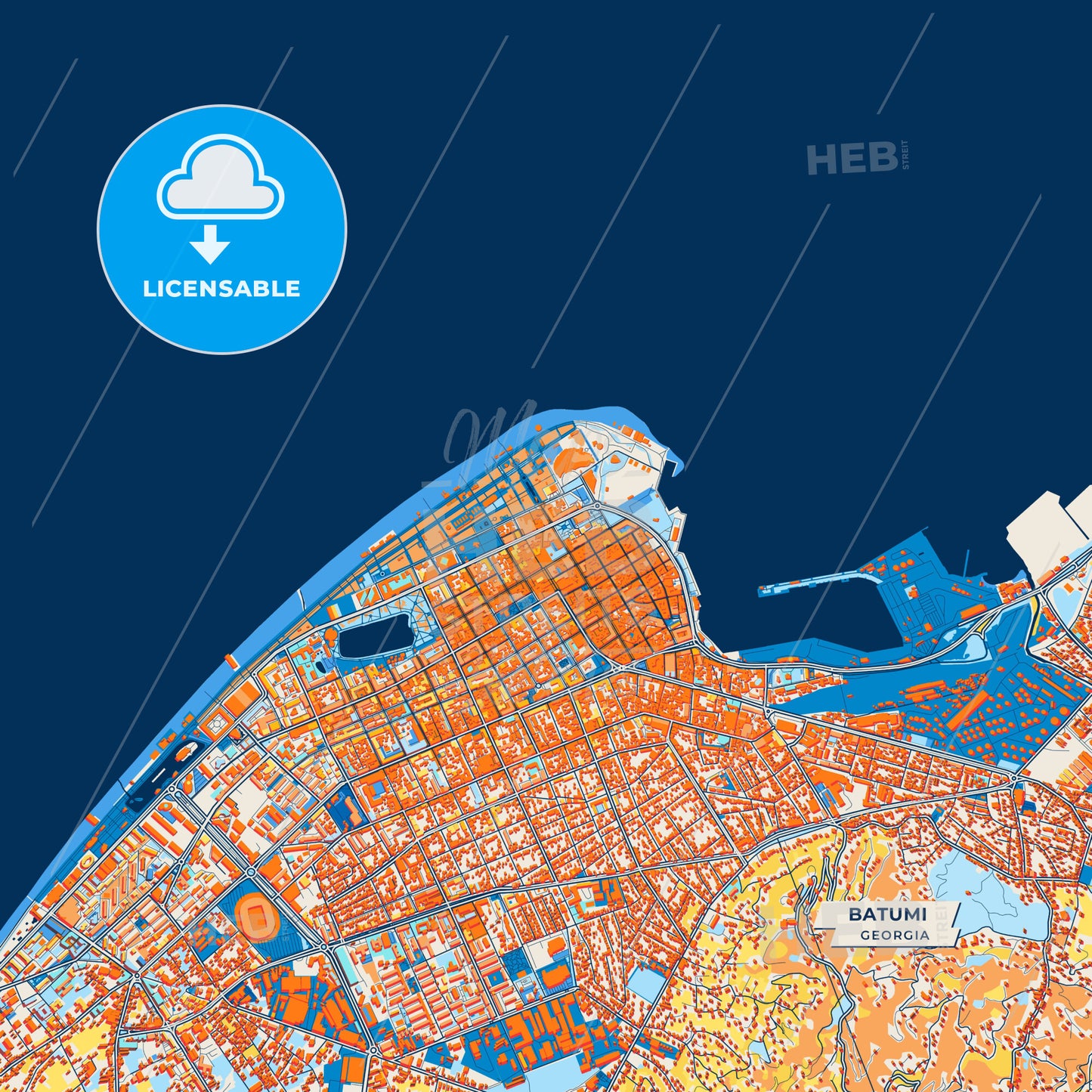 Canvas Print Template of Batumi Street Map