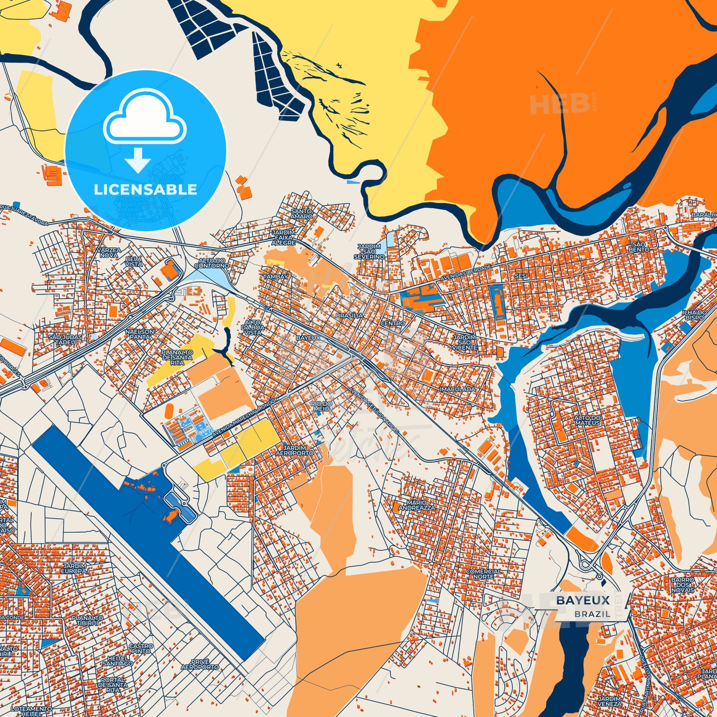 Canvas Print Template of Bayeux Street Map