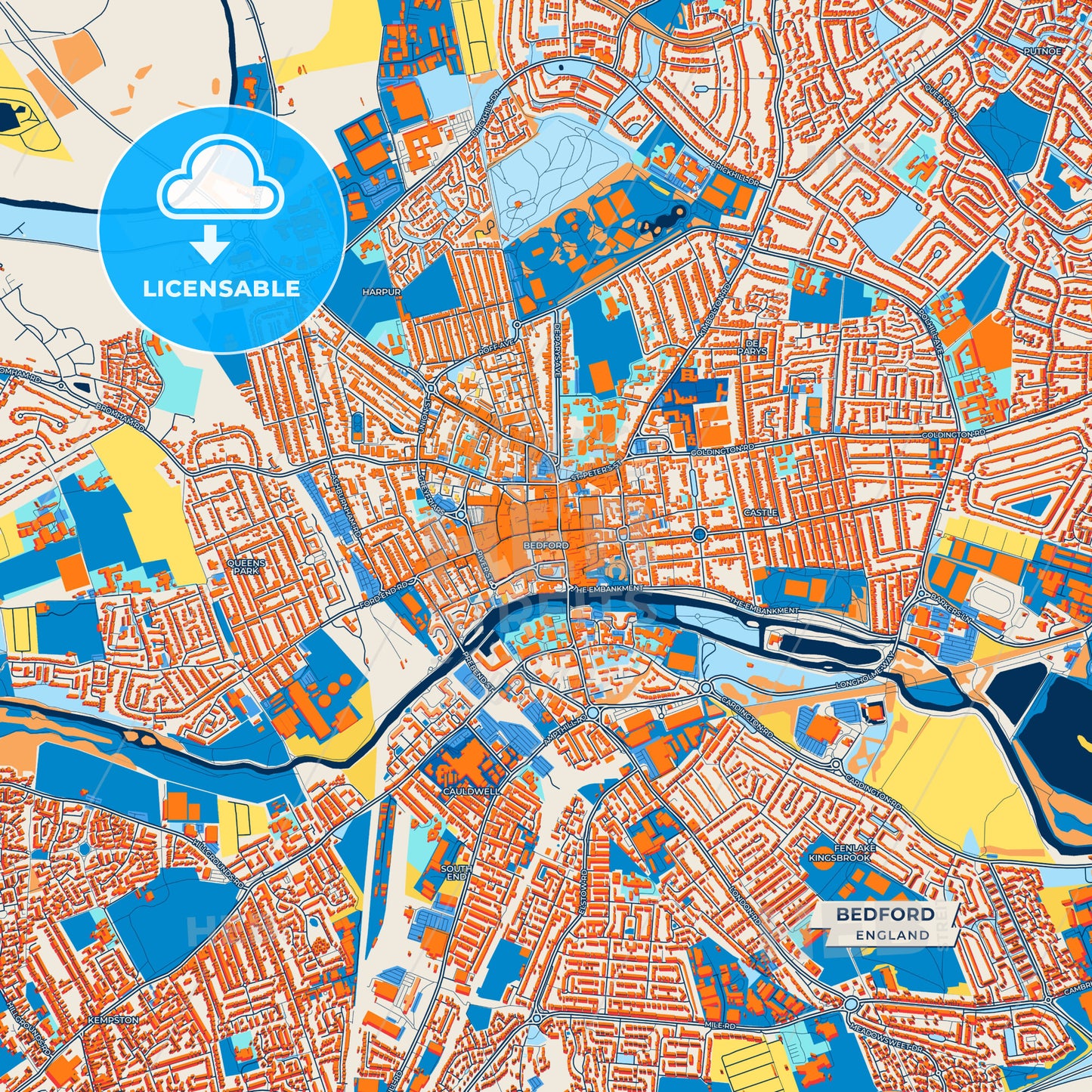 Canvas Print Template of Bedford Street Map