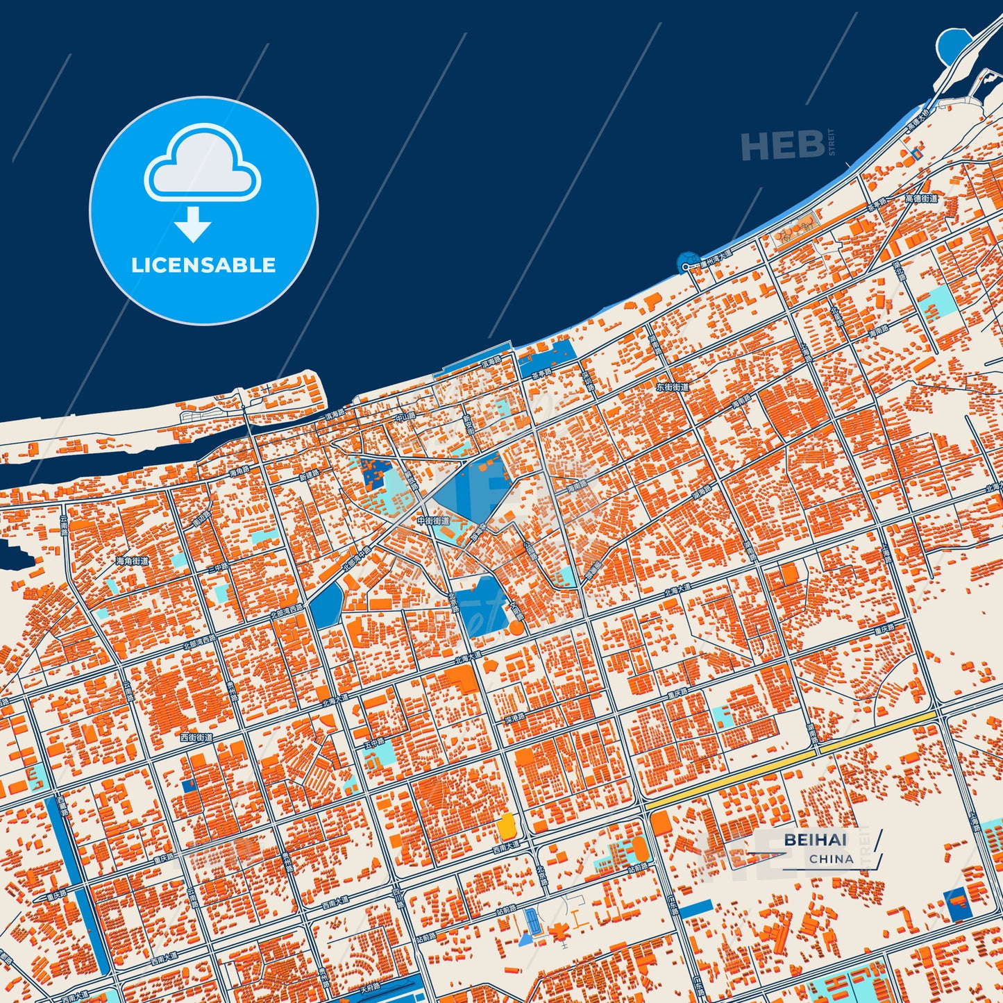 Canvas Print Template of Beihai Street Map