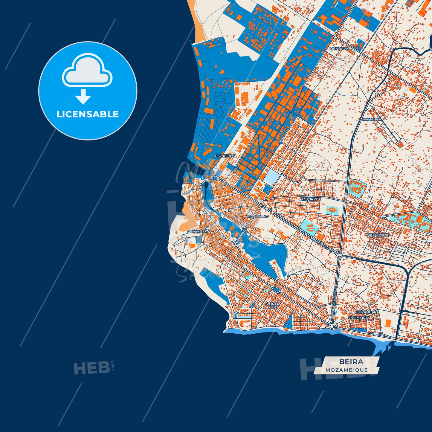 Canvas Print Template of Beira Street Map