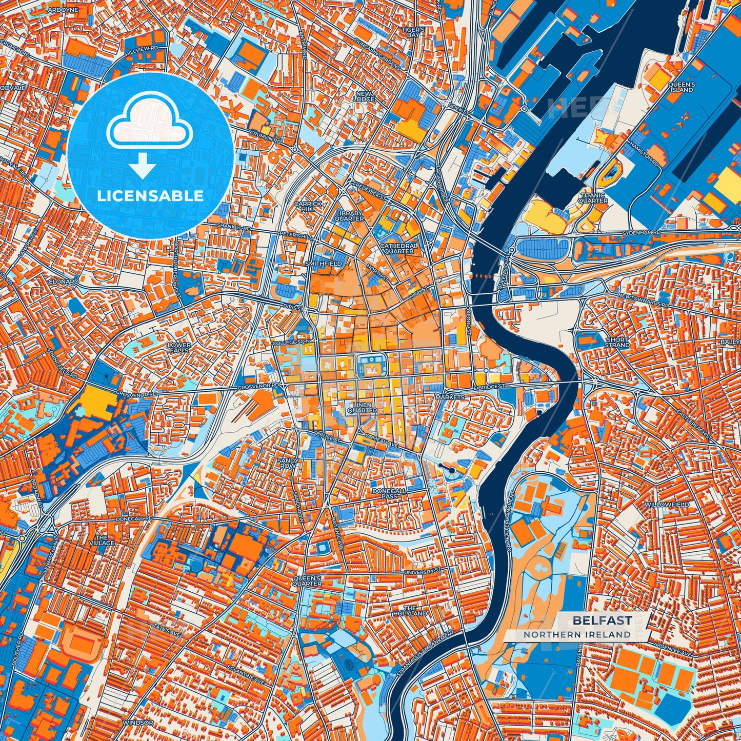Canvas Print Template of Belfast Street Map