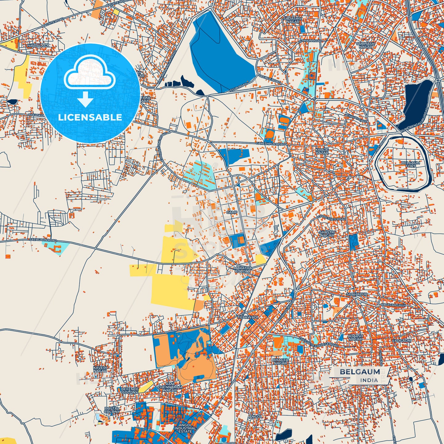 Canvas Print Template of Belgaum Street Map