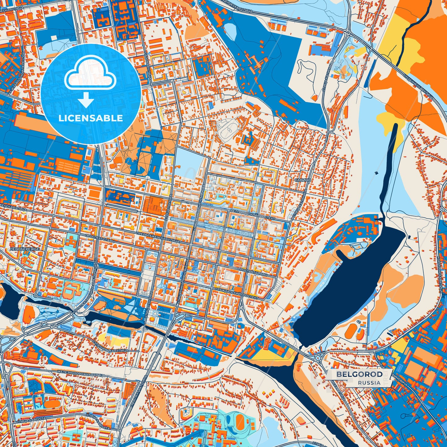 Canvas Print Template of Belgorod Street Map