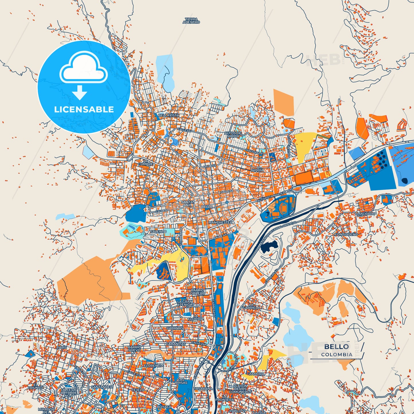 Canvas Print Template of Bello Street Map