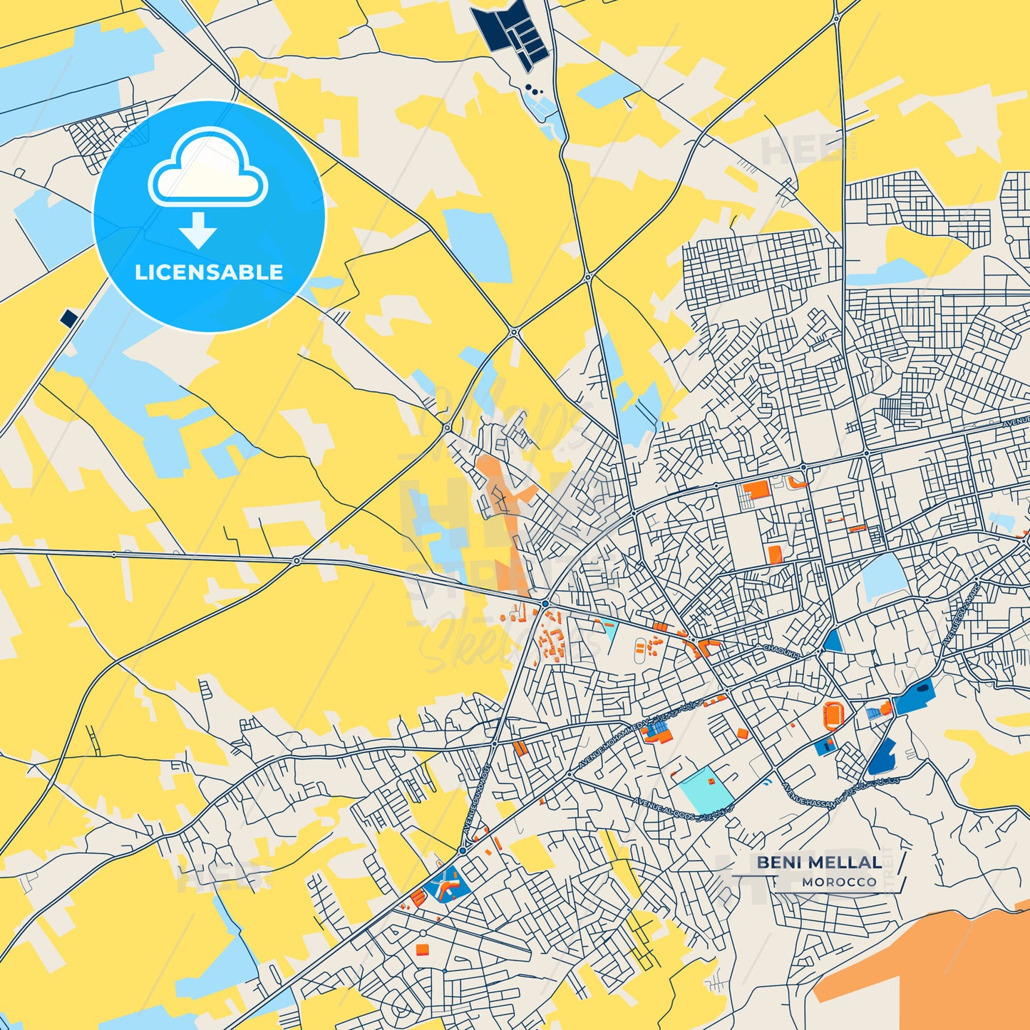 Canvas Print Template of Beni Mellal Street Map