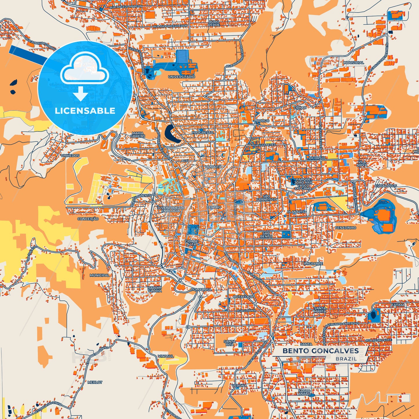 Canvas Print Template of Bento Goncalves Street Map
