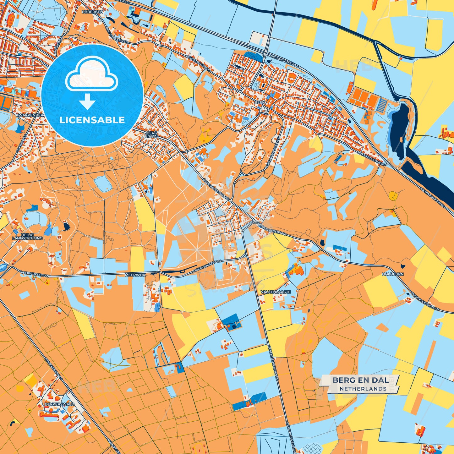 Canvas Print Template of Berg en Dal Street Map
