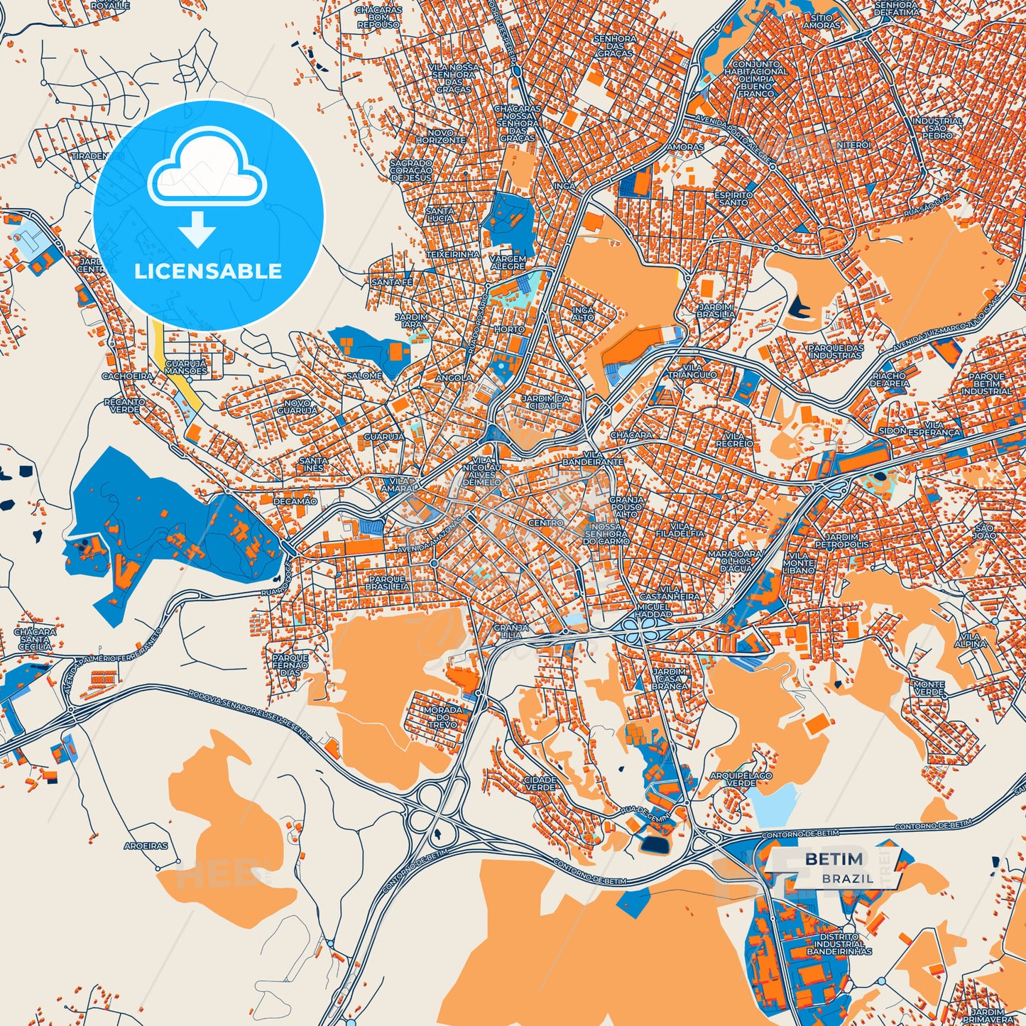 Canvas Print Template of Betim Street Map