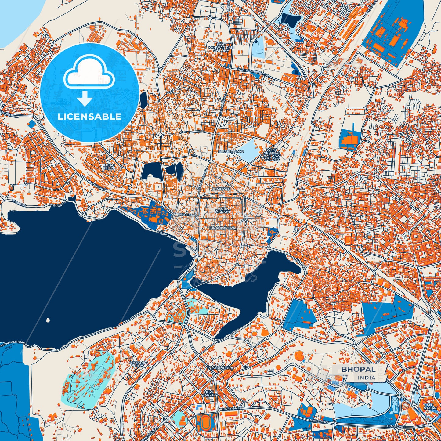 Canvas Print Template of Bhopal Street Map