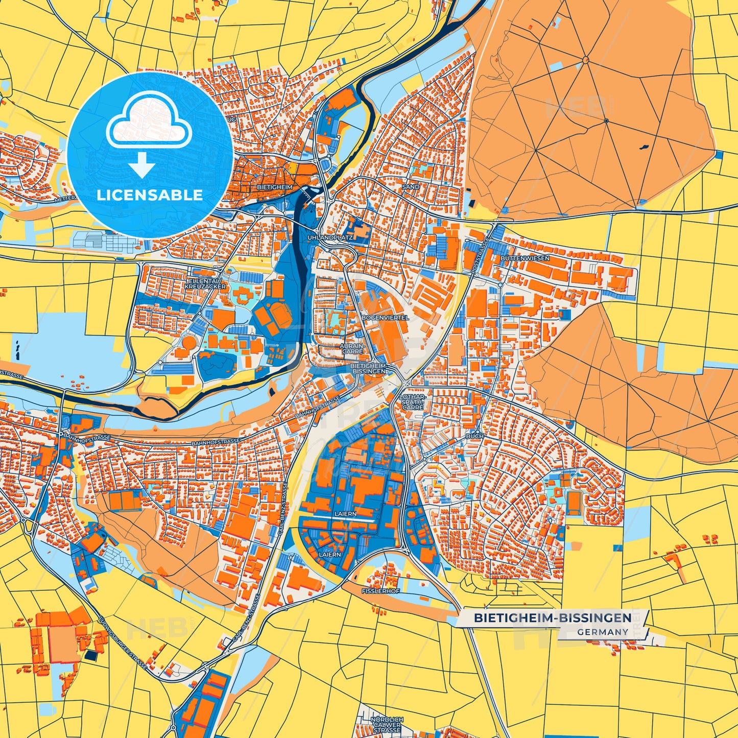 Canvas Print Template of Bietigheim-Bissingen Street Map