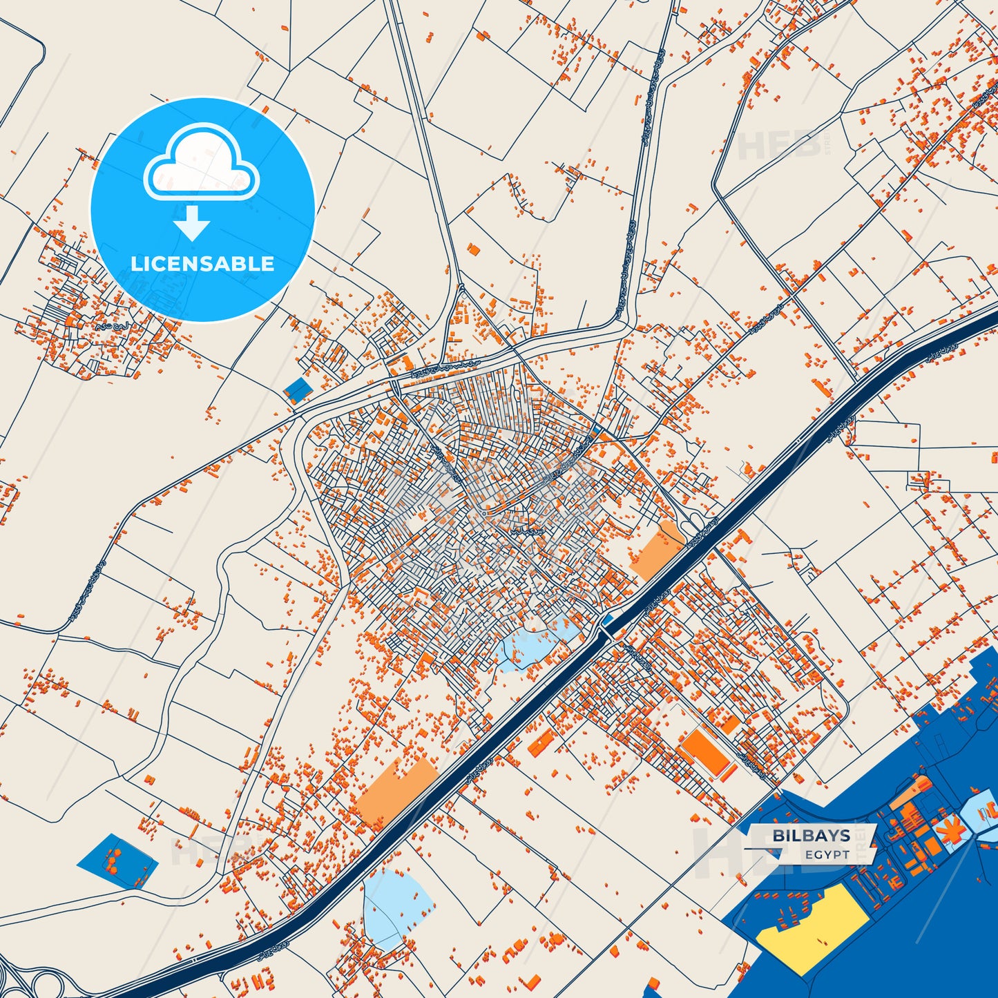 Canvas Print Template of Bilbays Street Map