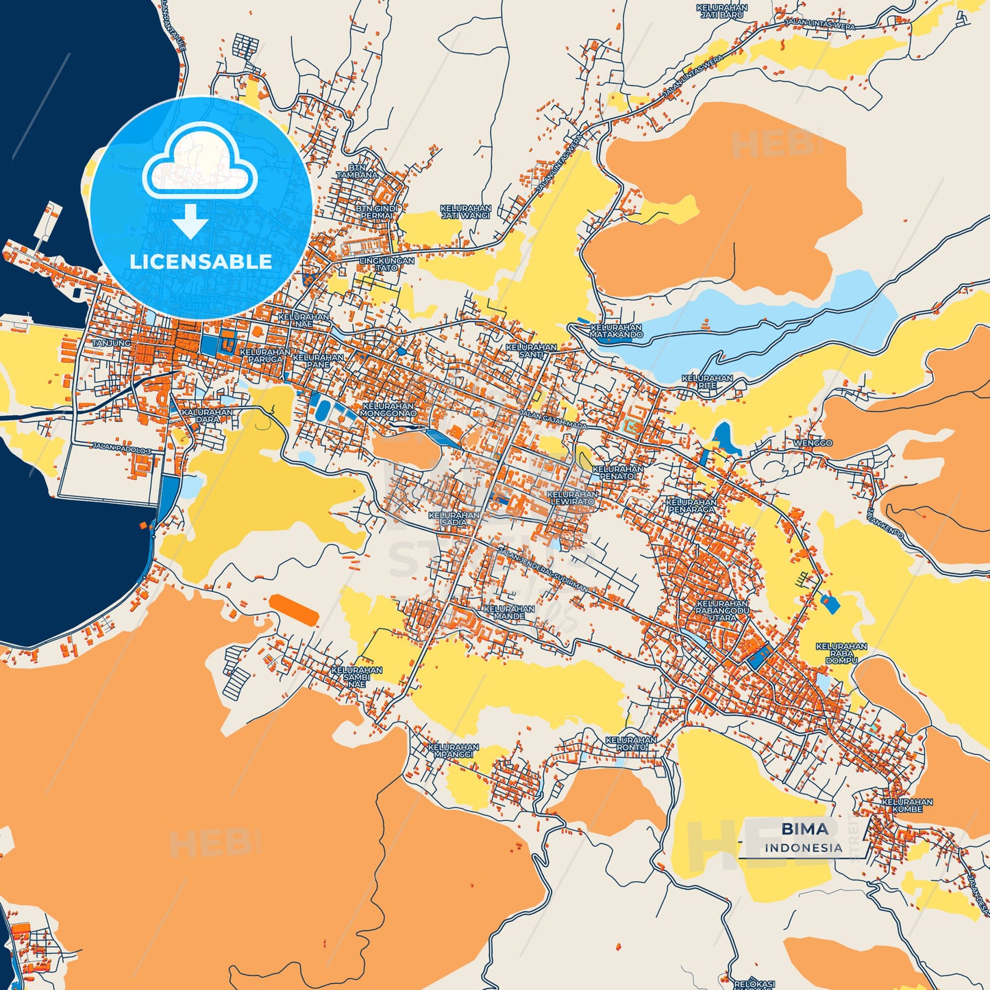 Canvas Print Template of Bima Street Map
