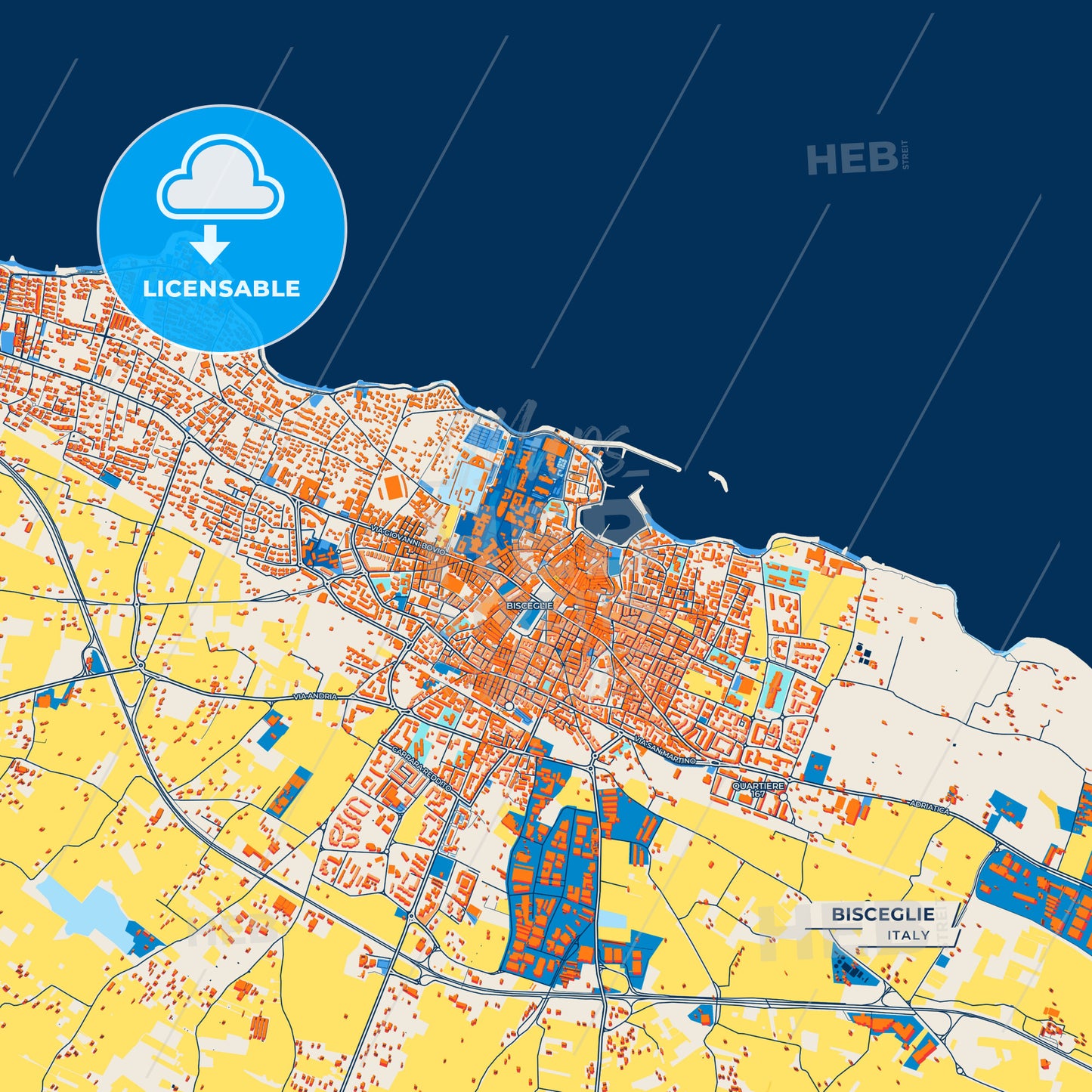 Canvas Print Template of Bisceglie Street Map