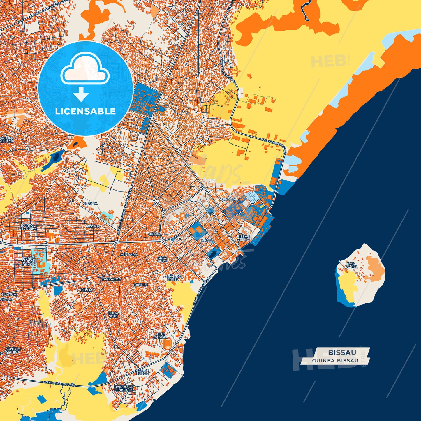 Canvas Print Template of Bissau Street Map