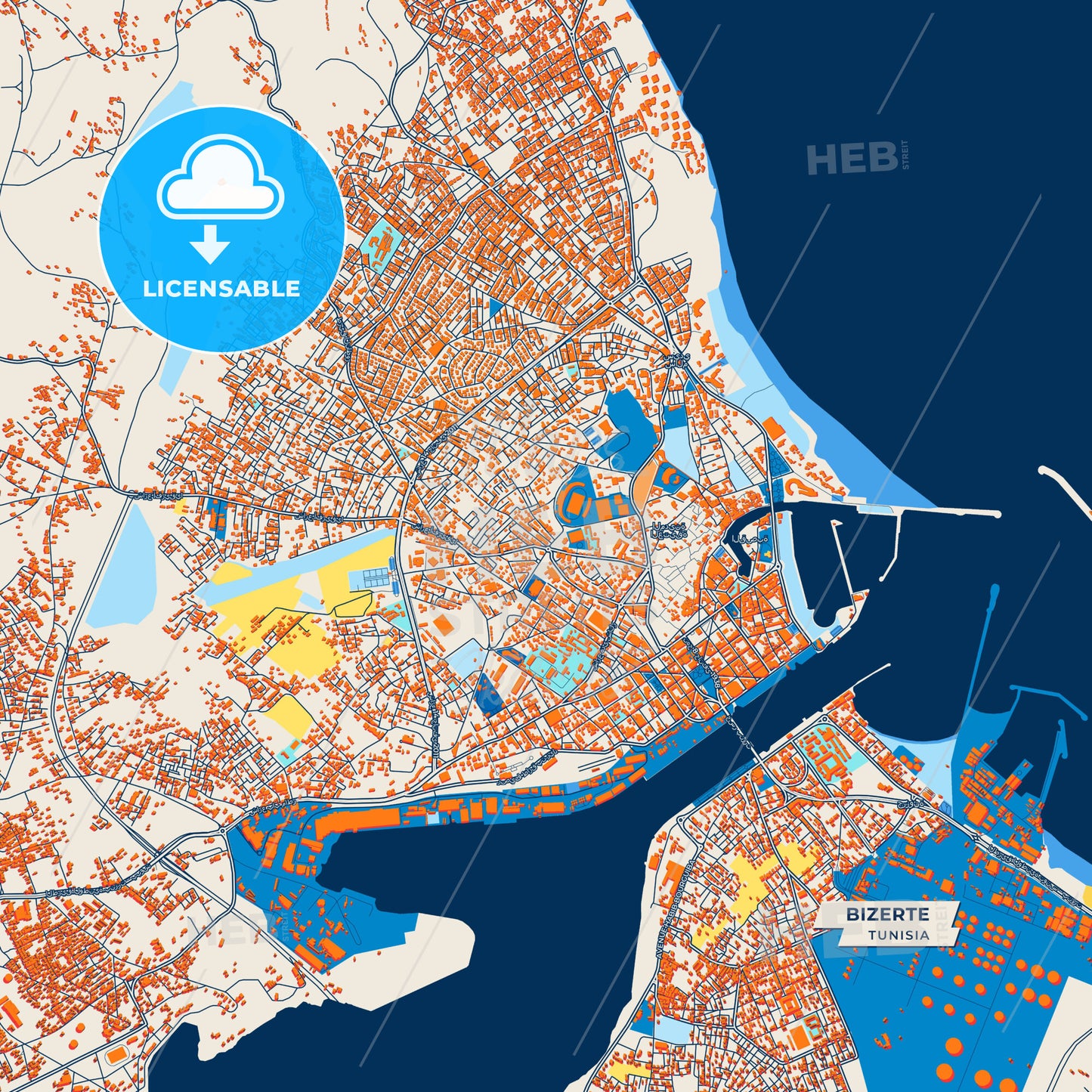 Canvas Print Template of Bizerte Street Map