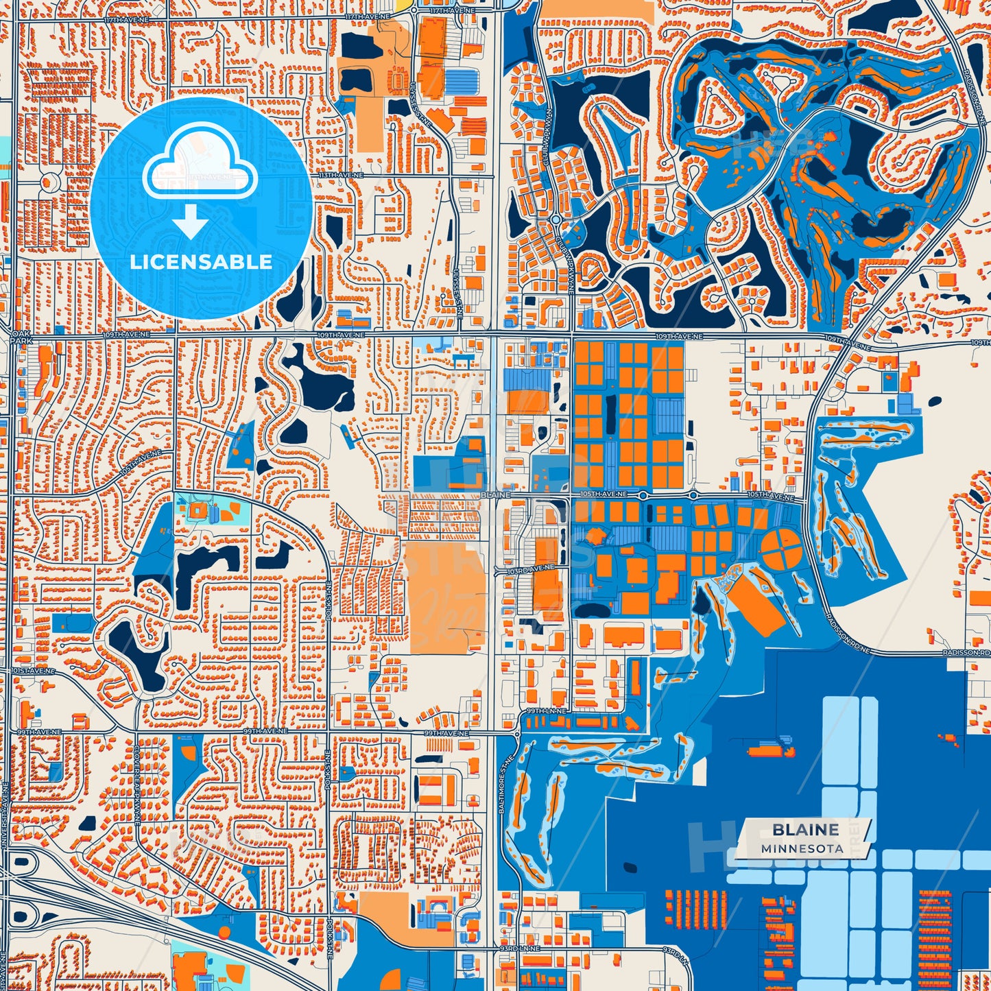 Canvas Print Template of Blaine Street Map