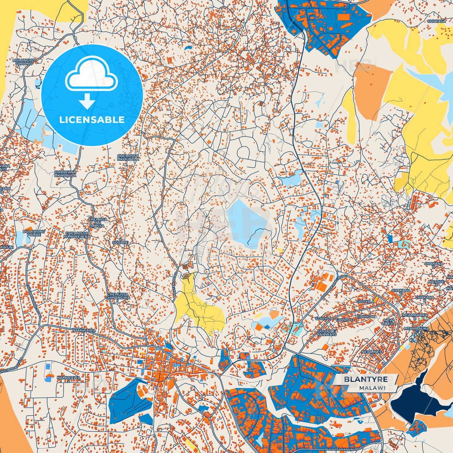Canvas Print Template of Blantyre Street Map