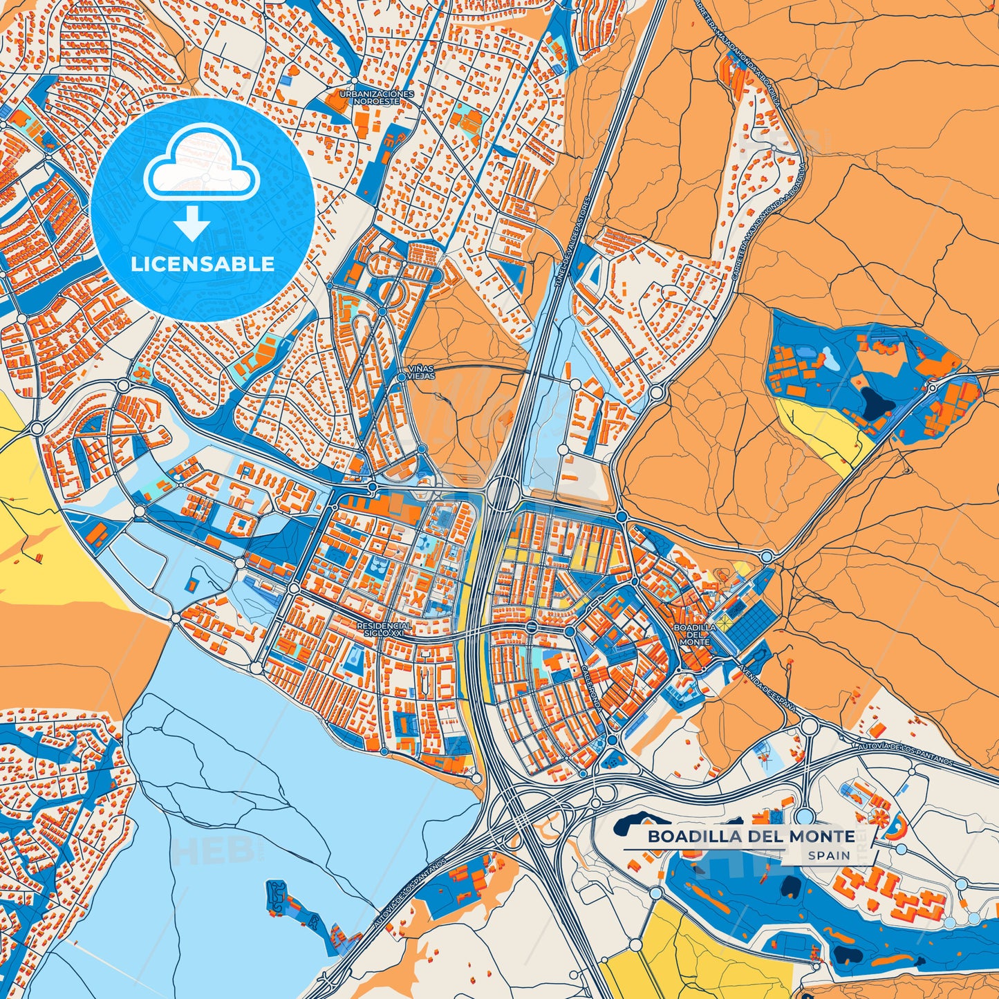 Canvas Print Template of Boadilla del Monte Street Map