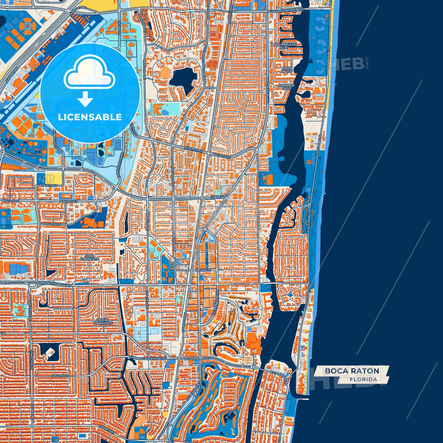 Canvas Print Template of Boca Raton Street Map
