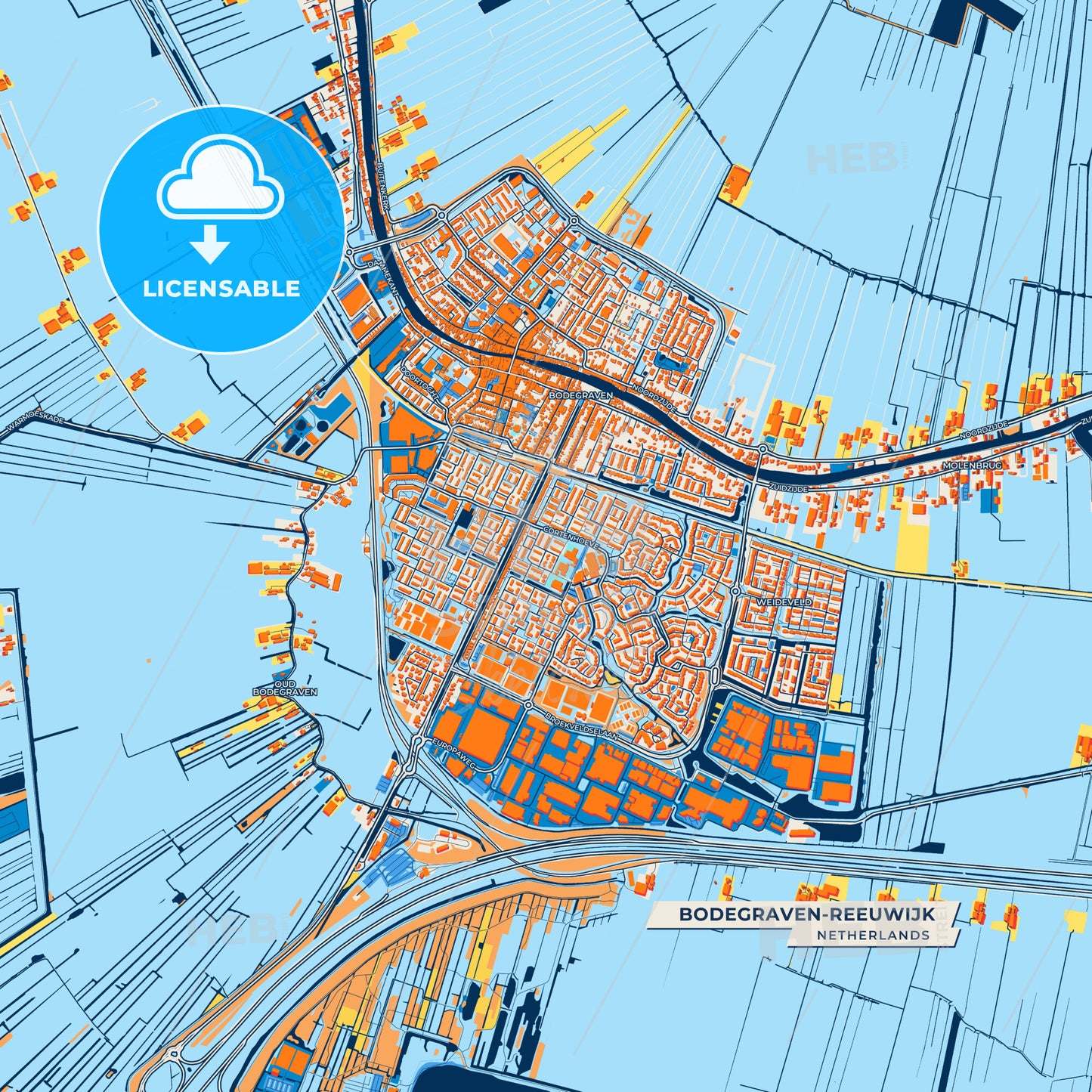 Canvas Print Template of Bodegraven-Reeuwijk Street Map