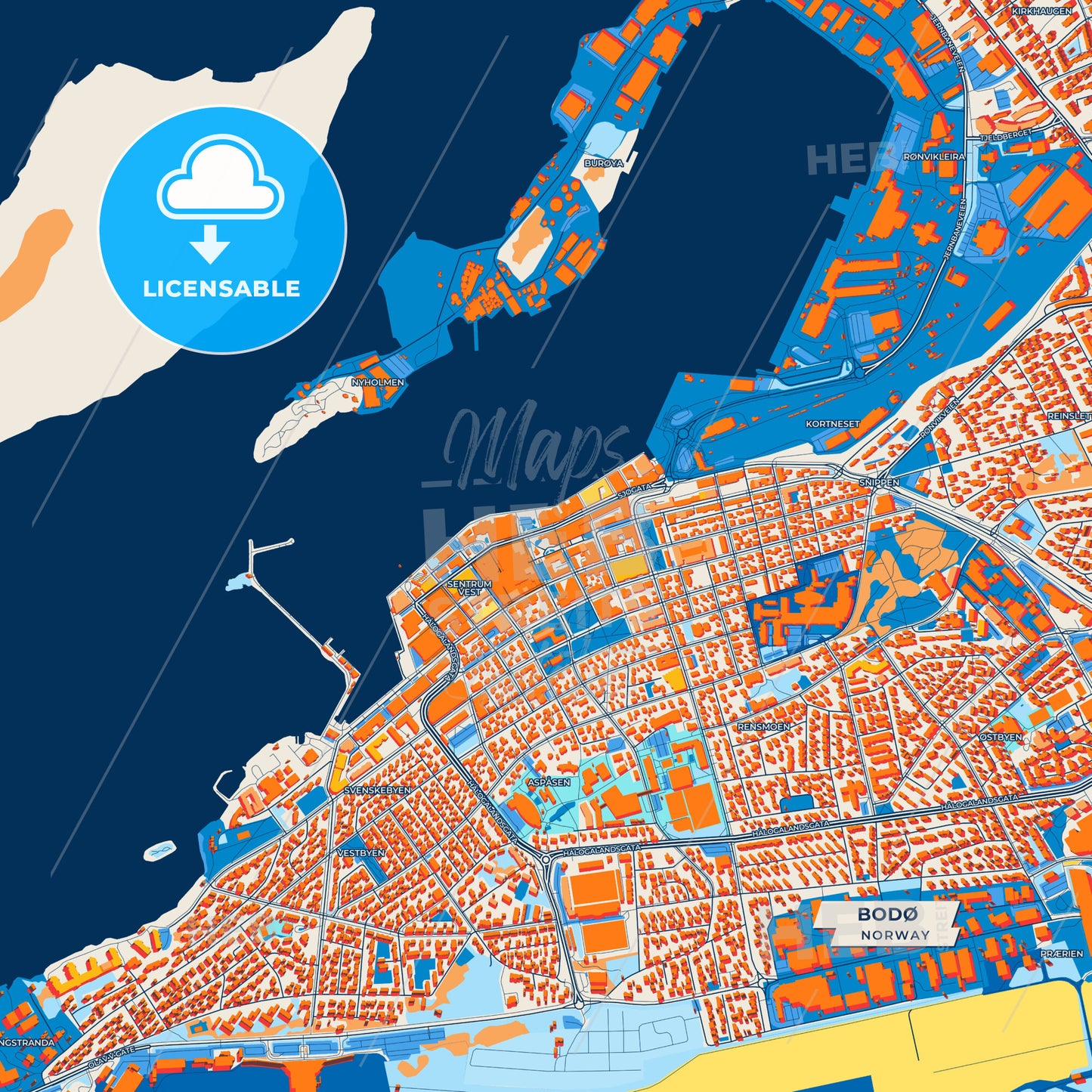 Canvas Print Template of Bodø Street Map