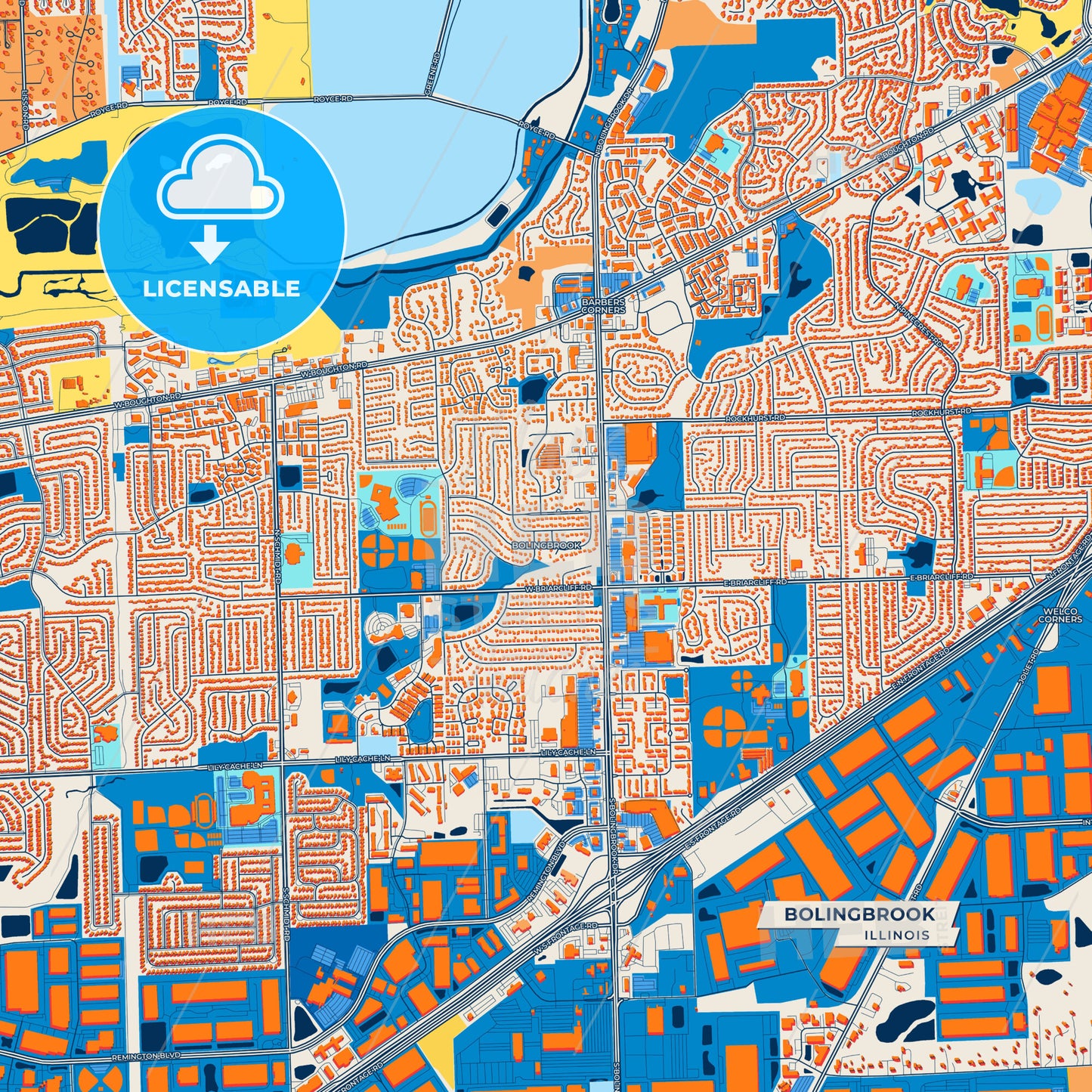 Canvas Print Template of Bolingbrook Street Map
