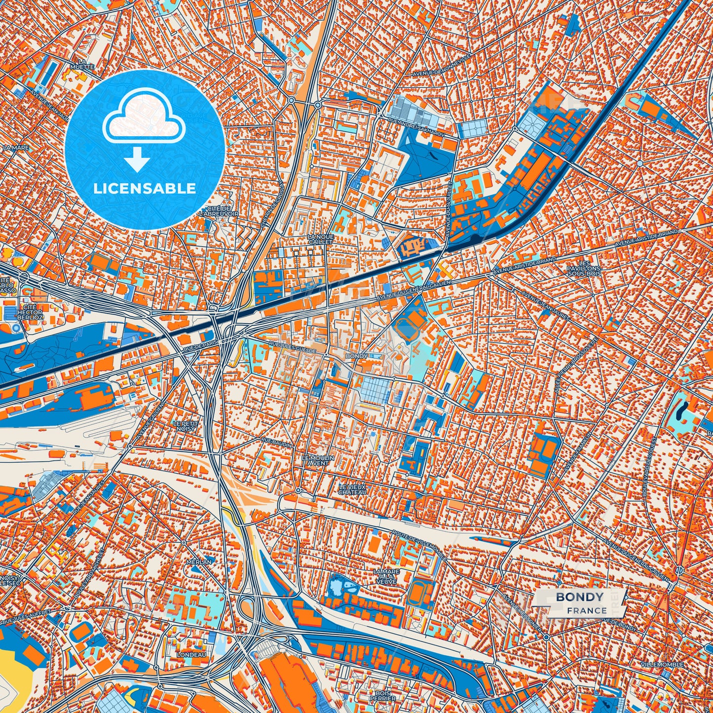 Canvas Print Template of Bondy Street Map