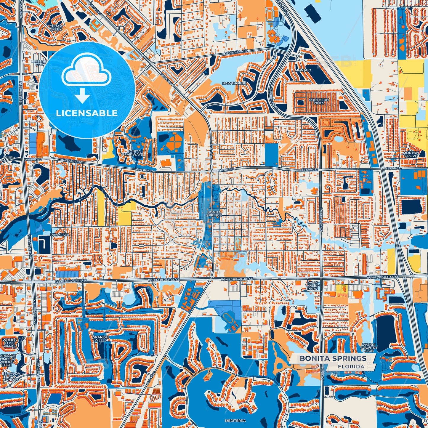Canvas Print Template of Bonita Springs Street Map