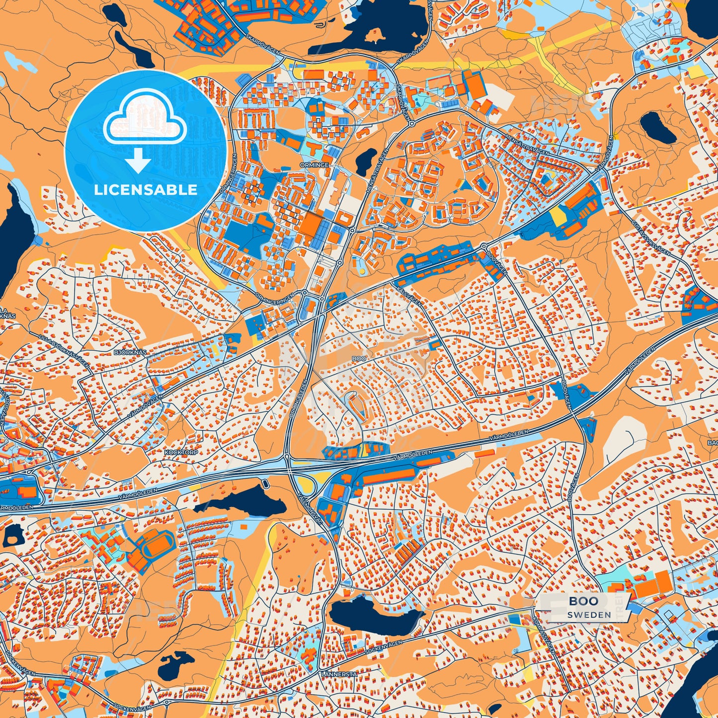 Canvas Print Template of Boo Street Map
