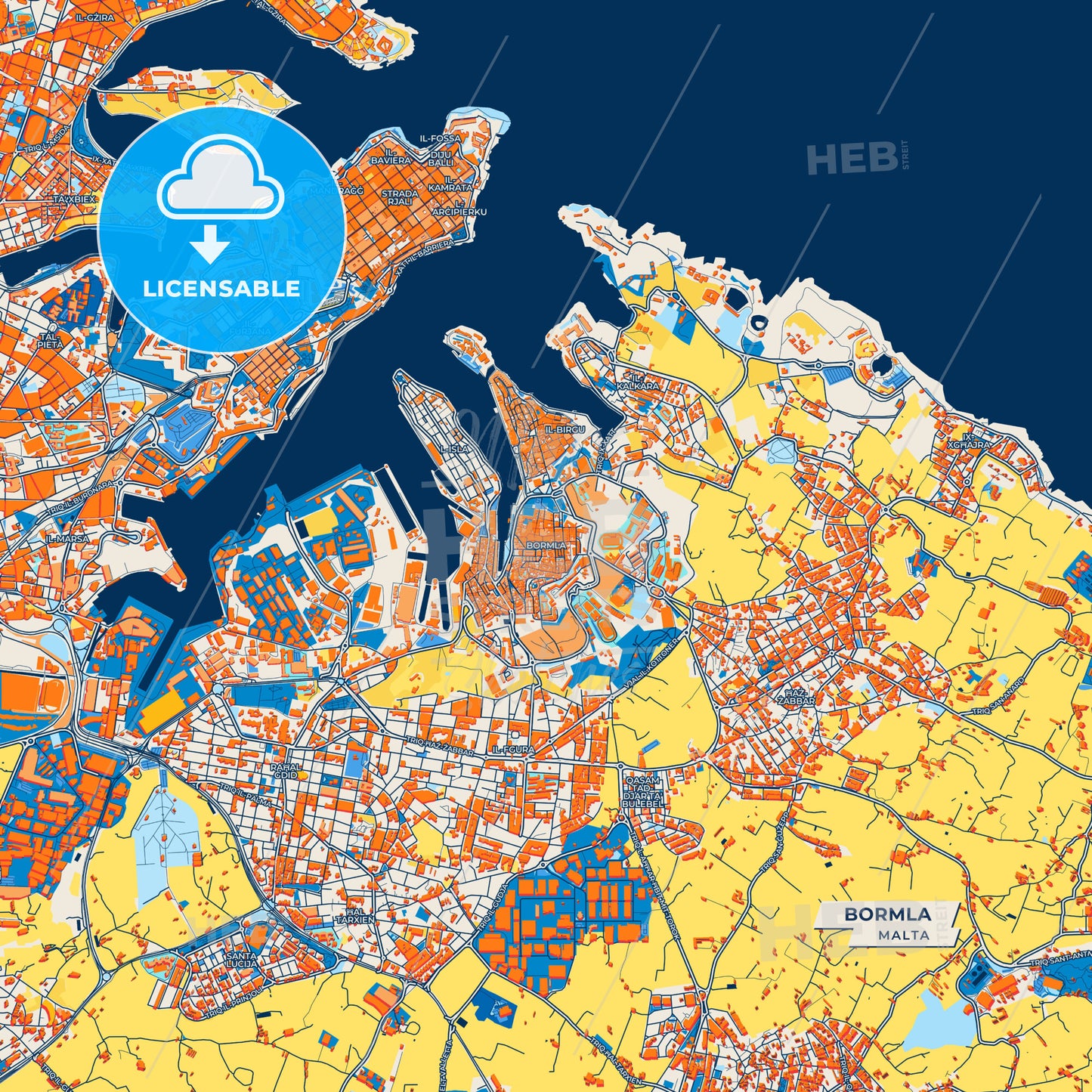 Canvas Print Template of Bormla Street Map
