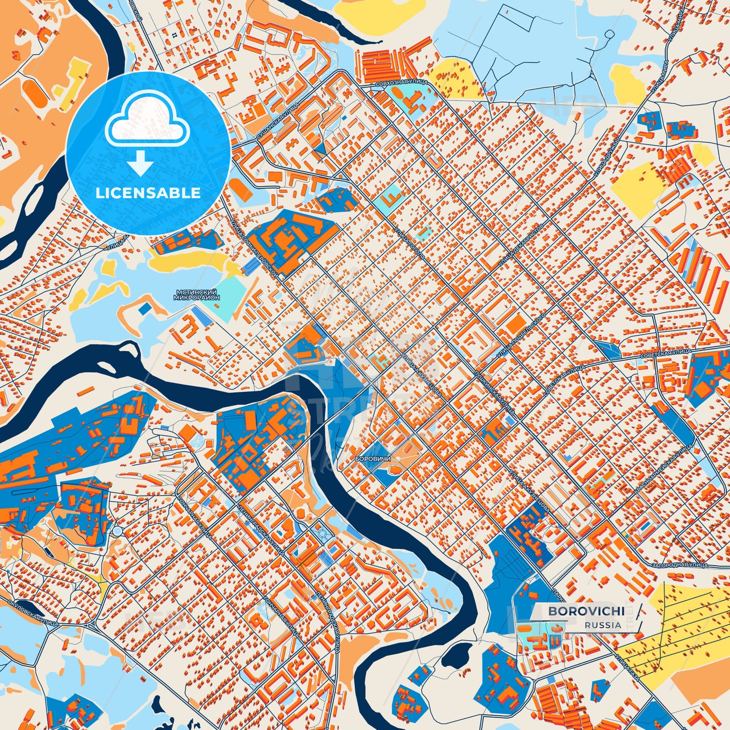 Canvas Print Template of Borovichi Street Map