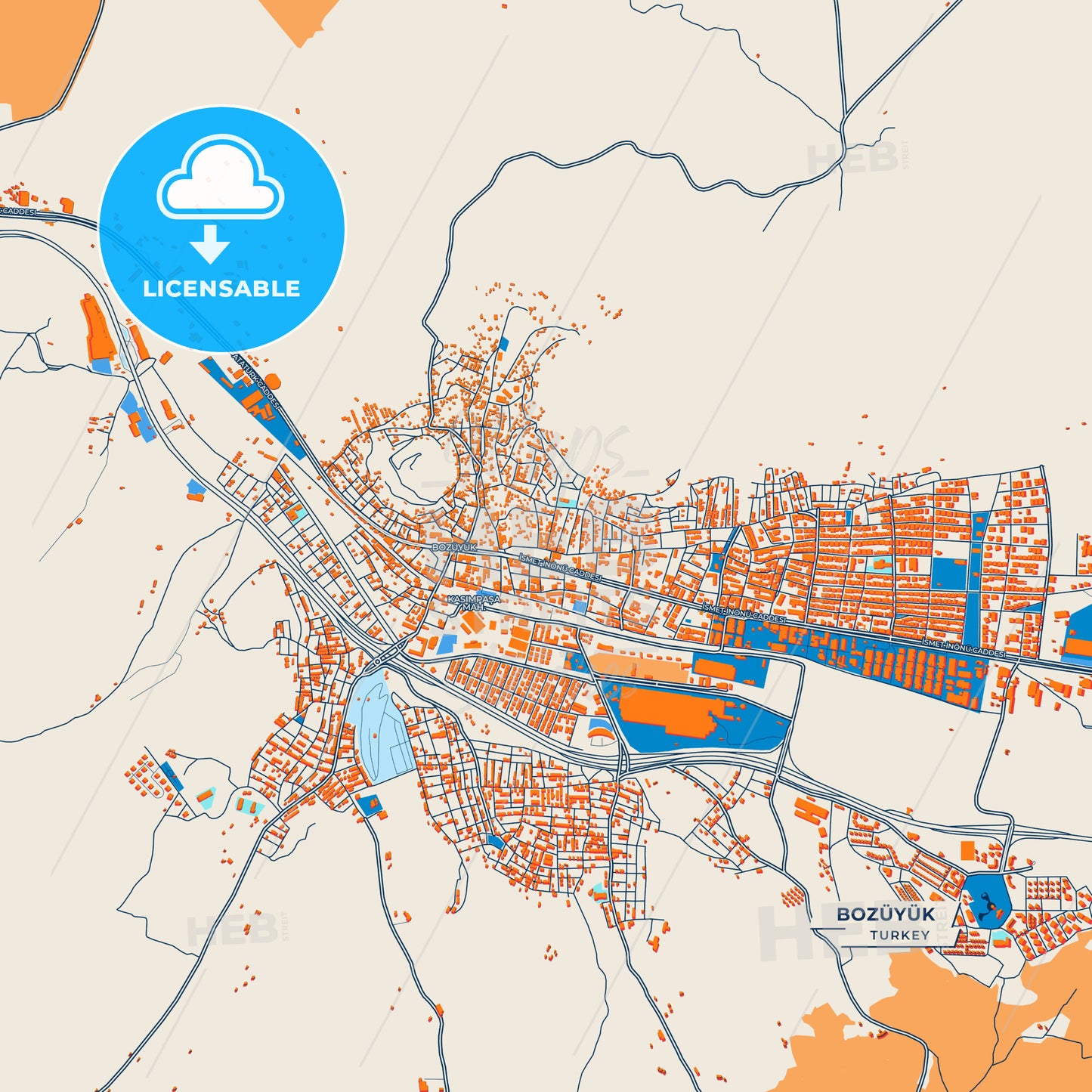 Canvas Print Template of Bozüyük Street Map