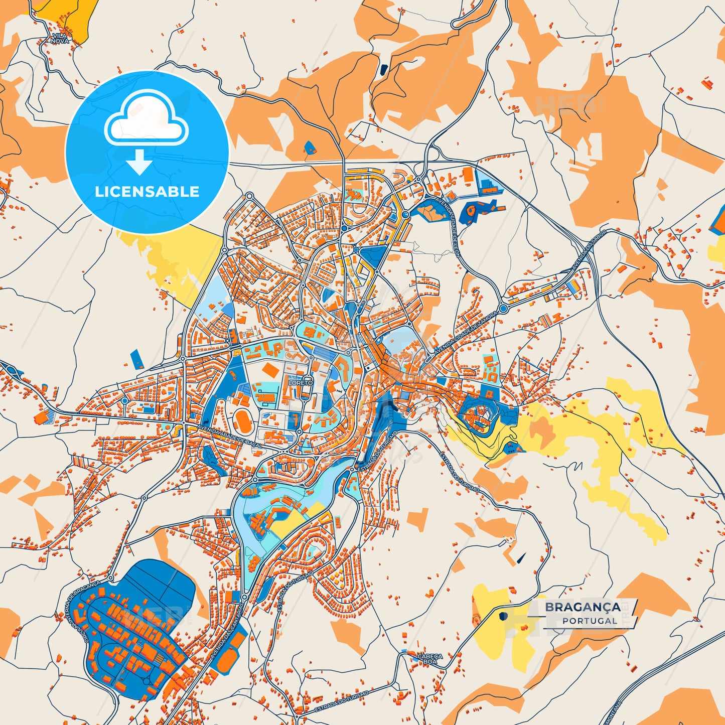 Canvas Print Template of Bragança Street Map