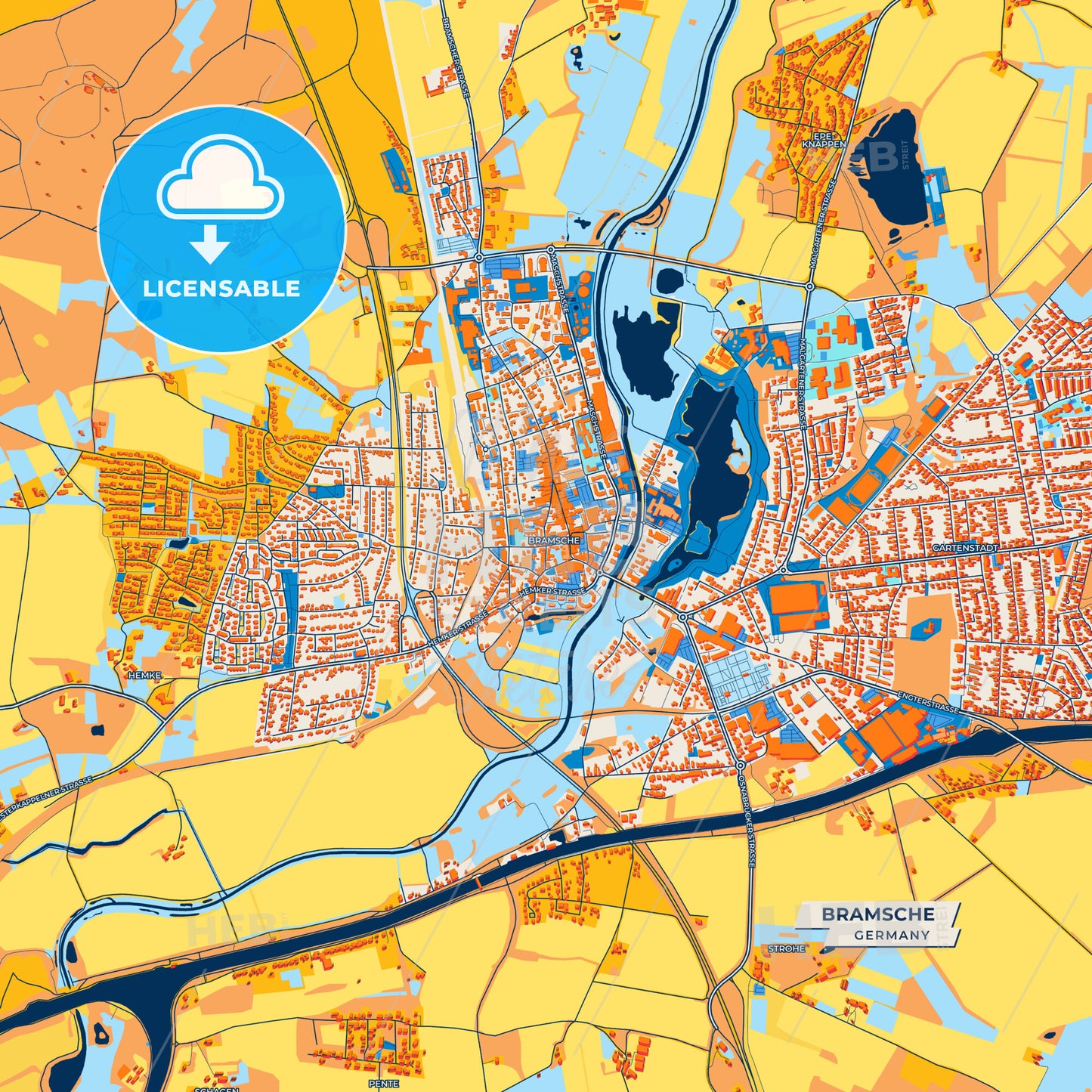 Canvas Print Template of Bramsche Street Map