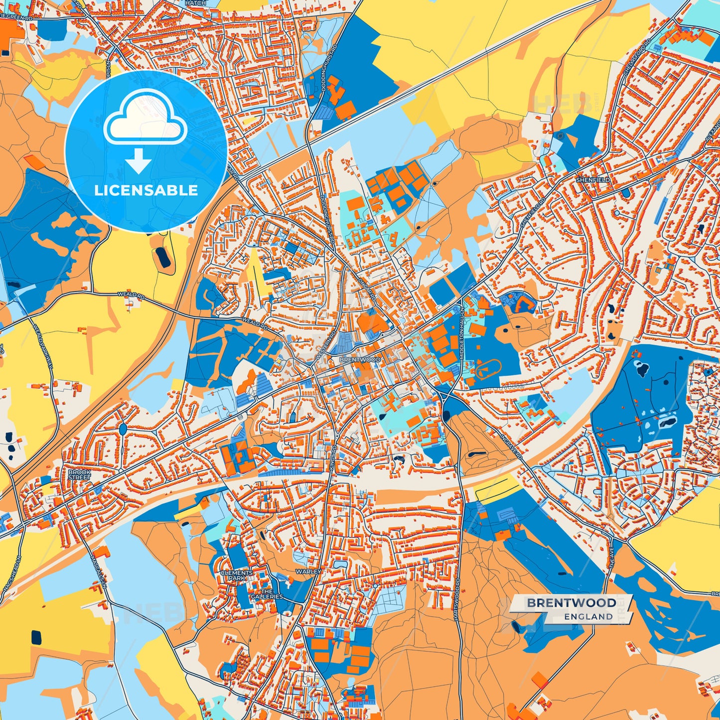 Canvas Print Template of Brentwood Street Map