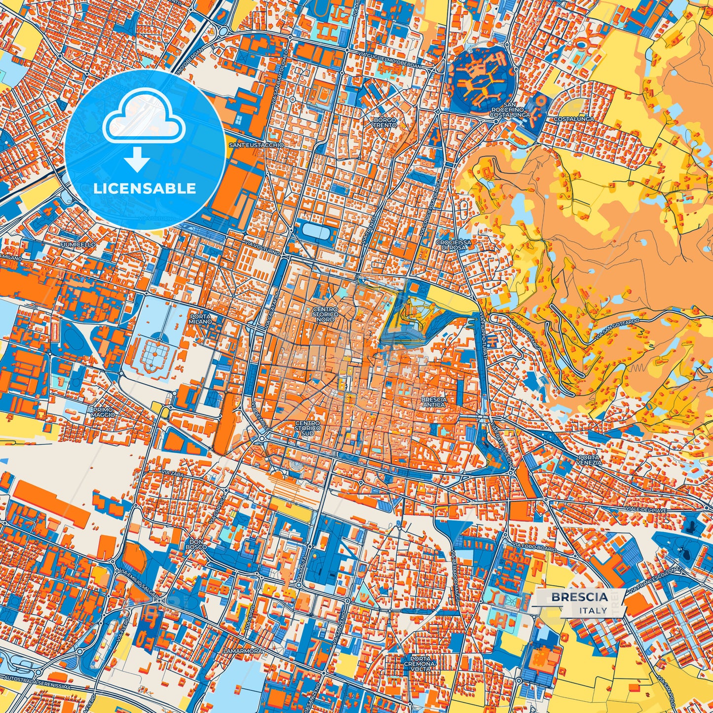 Canvas Print Template of Brescia Street Map